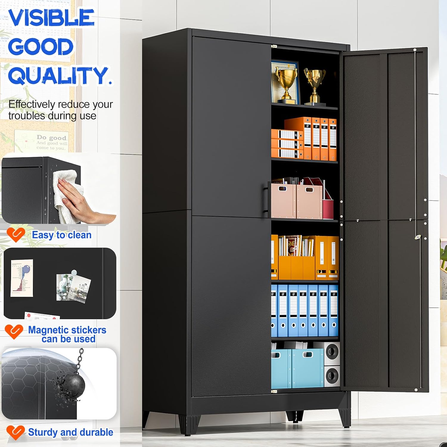 Thumbnail 2 de GAIOUS FT-02 79-Inch Metal Storage Cabinet, Lockable with 5 Adjustable Shelves