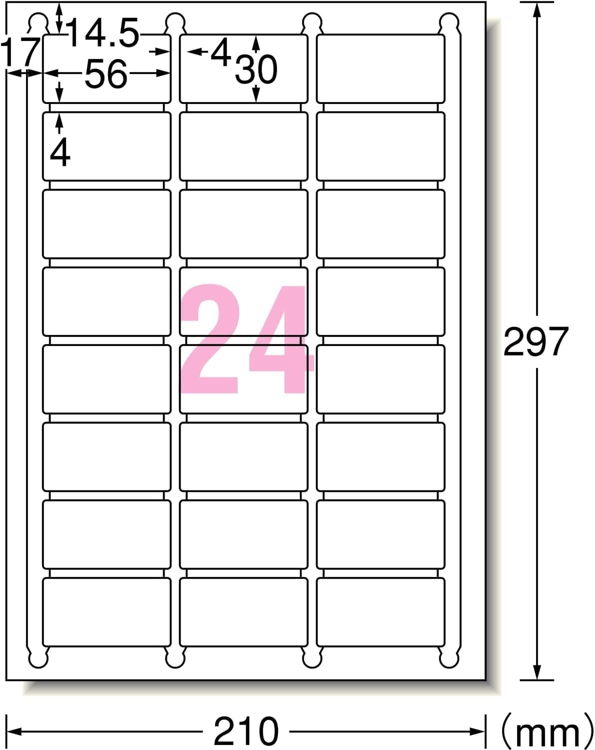 Detalle de エーワン 29253E ラベルシール 29253タイプ 光沢紙・インクジェット対応 24面