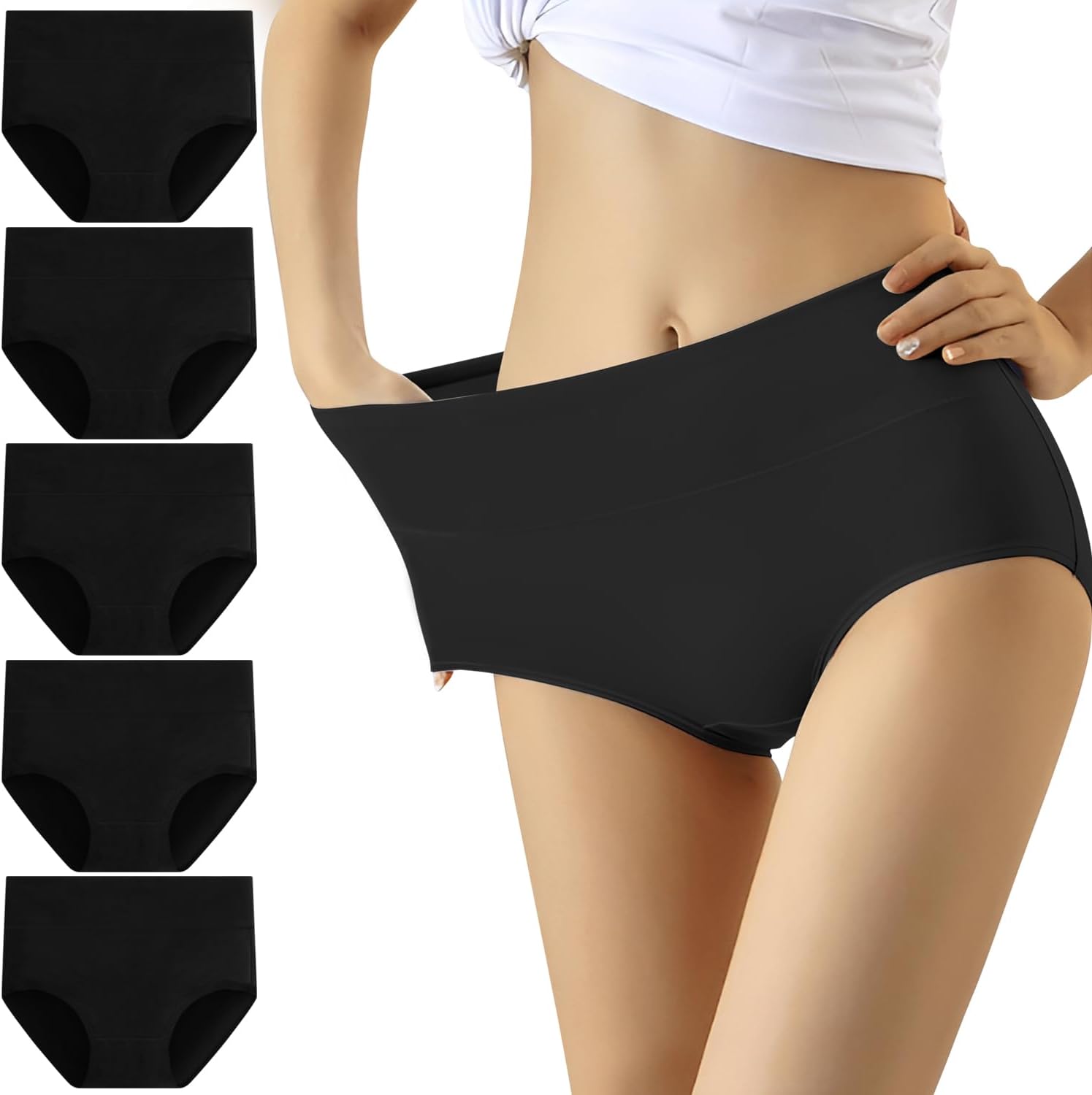 Detalle de YouShow high waist cotton knickers 5 pack