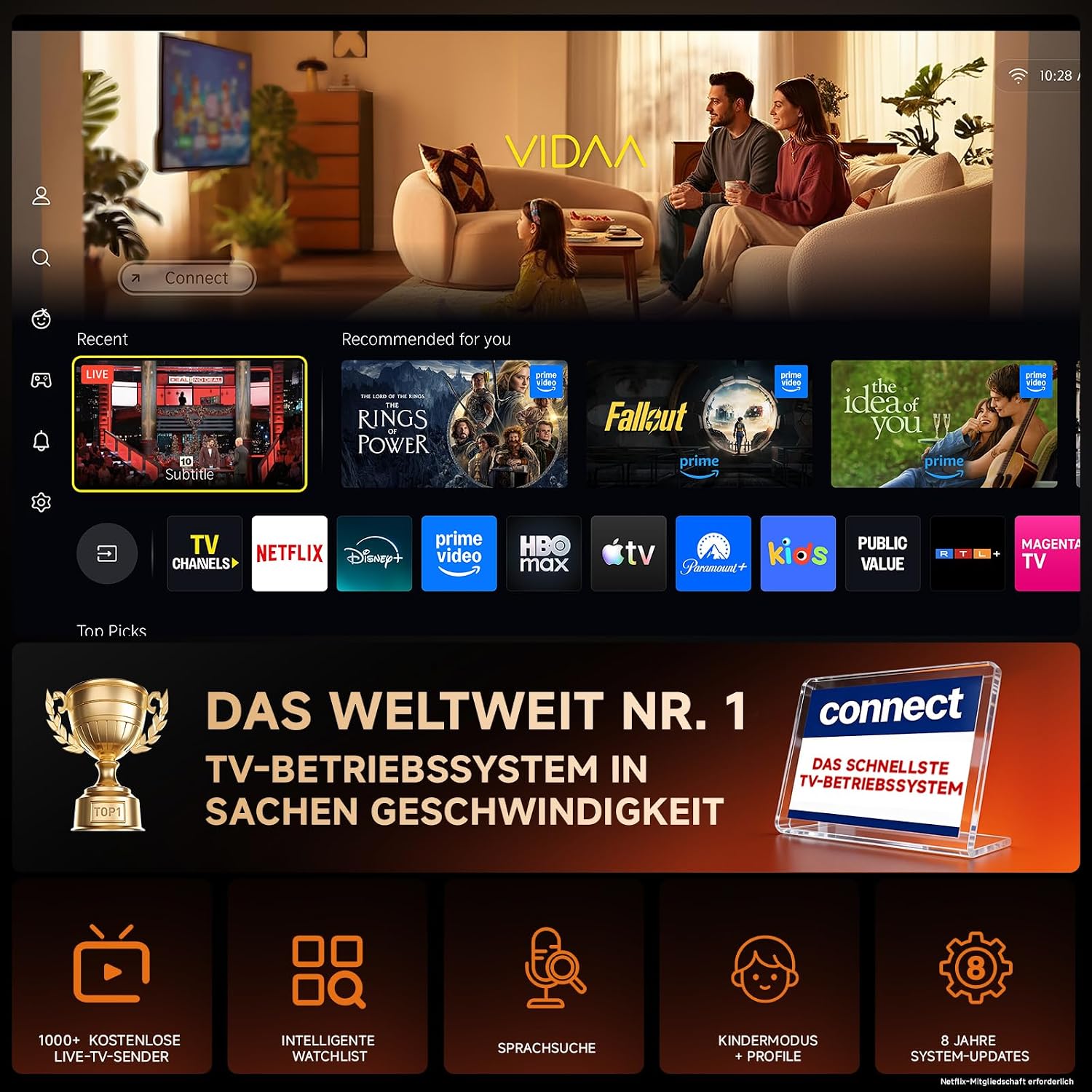 Detalle 2 de 4K Smart Beamer mit VIDAA von KOGATA – Auto-Fokus, AirPlay, HDR10+, WiFi 6, Dolby Audio