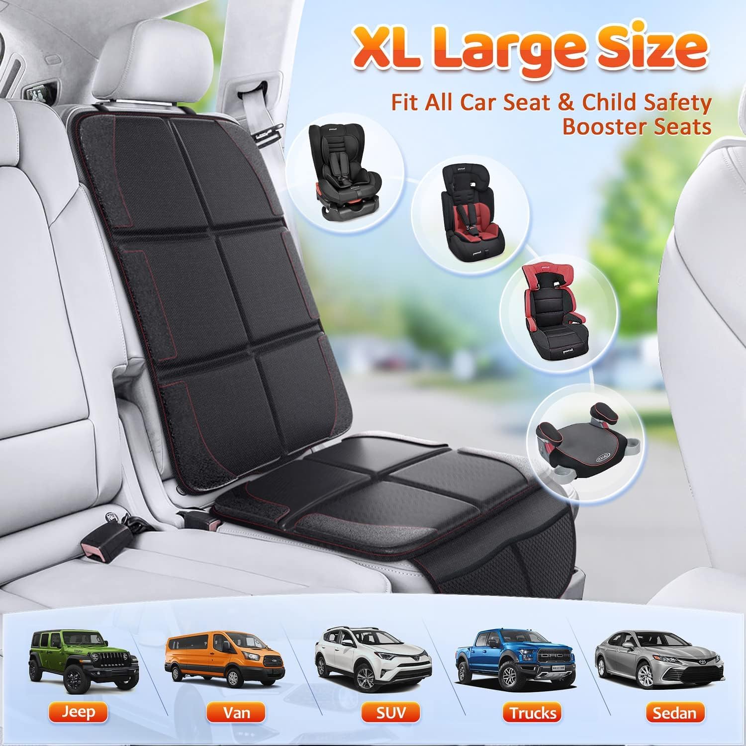 Thumbnail 2 de Gimars 2 Pack Car Seat Protector with Isofix Compatibility