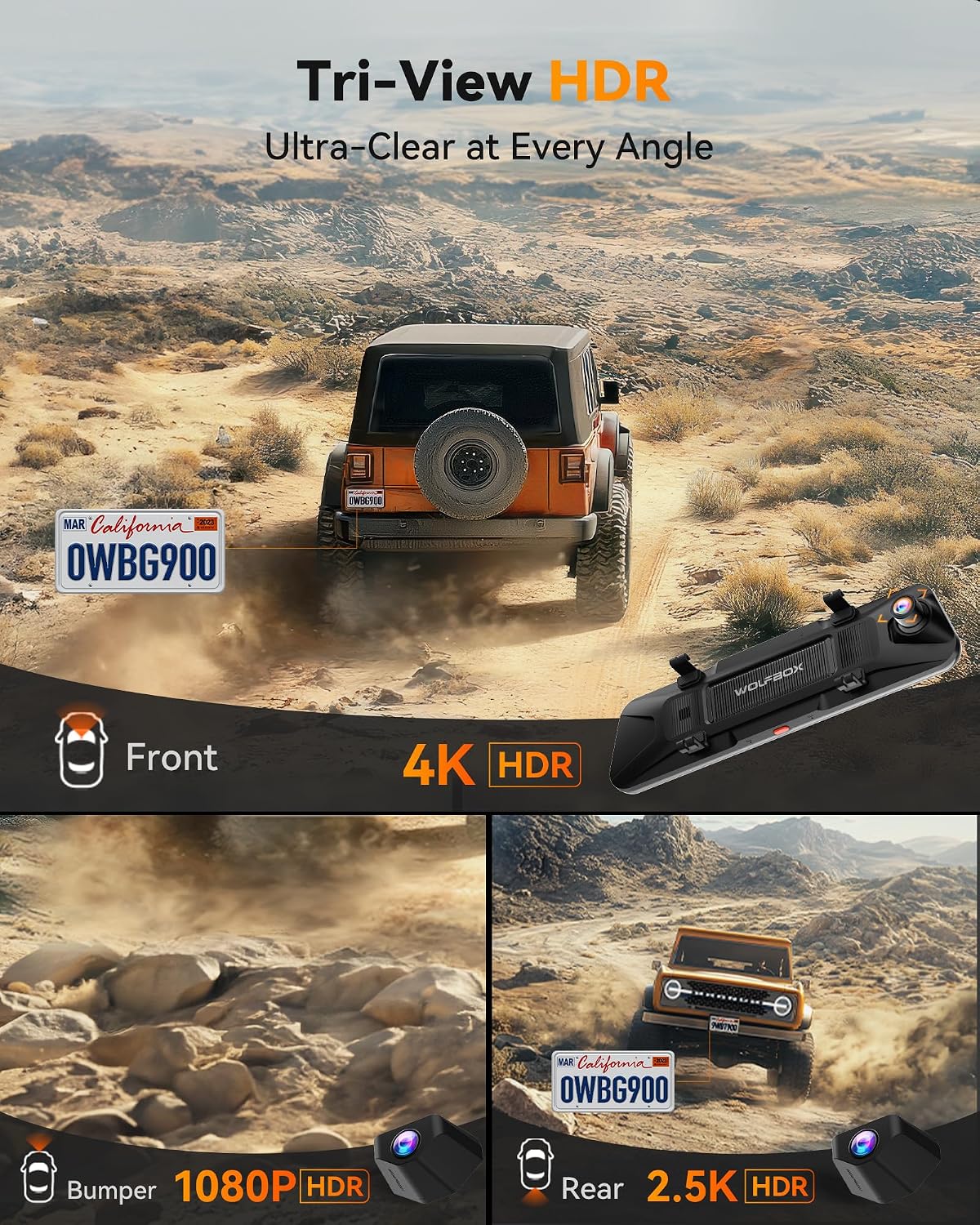 Detalle 2 de WOLFBOX G900 Tripro 256GB 4K Dash Cam