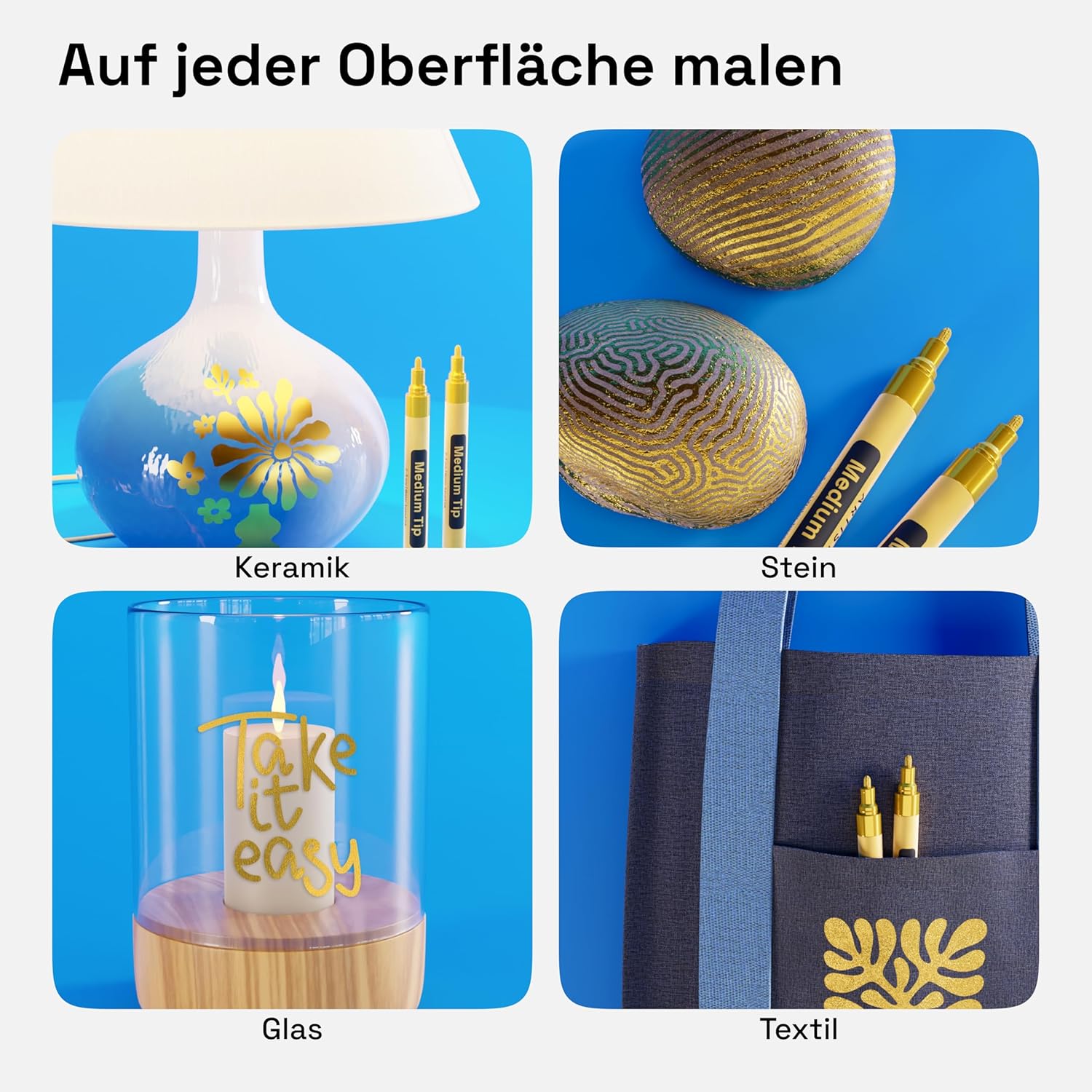 Thumbnail 1 de Artistro 2er-Set Gold Metallic Acrylstifte – 3 mm Spitze für Stein, Keramik, Holz, Glas, Metall, Stoff