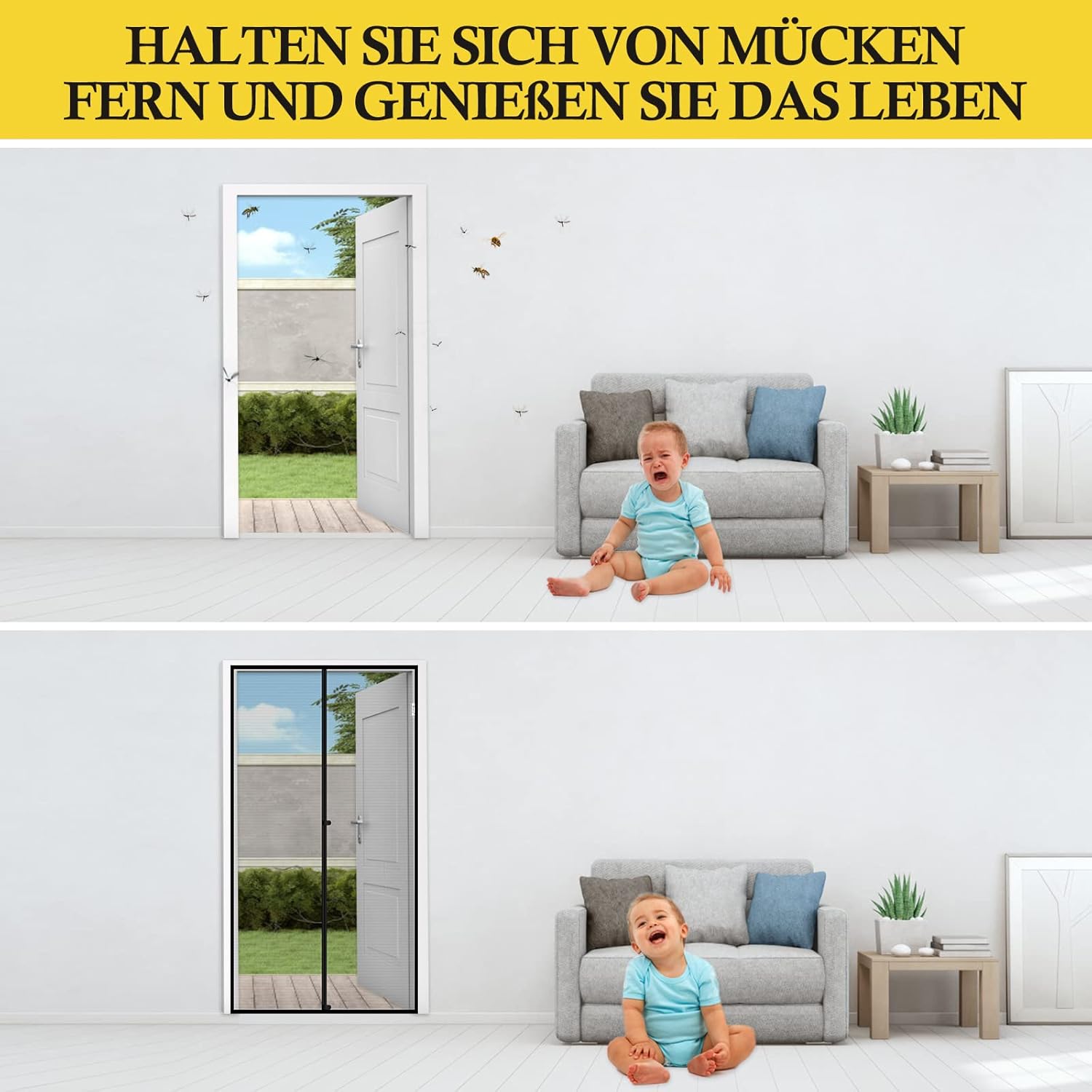 Thumbnail 6 de fowong Fliegengitter Balkontür Magnet 75x210 cm – Neues Nanogitter mit stärkeren Magneten und winddichtem Verschluss