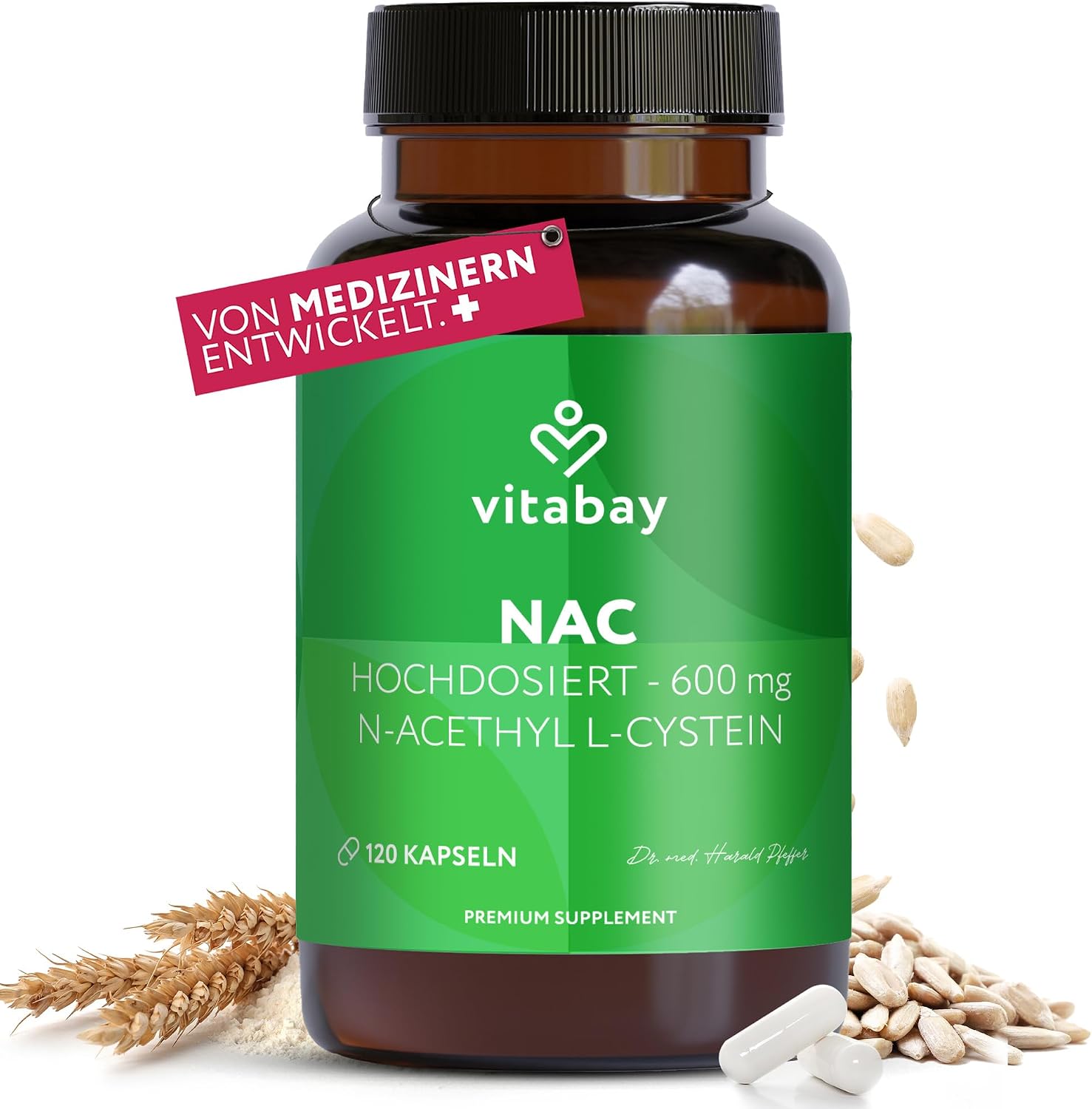 Detalle de Vitabay NAC 600 mg – 120 vegane Kapseln mit N-Acetyl-L-Cystein
