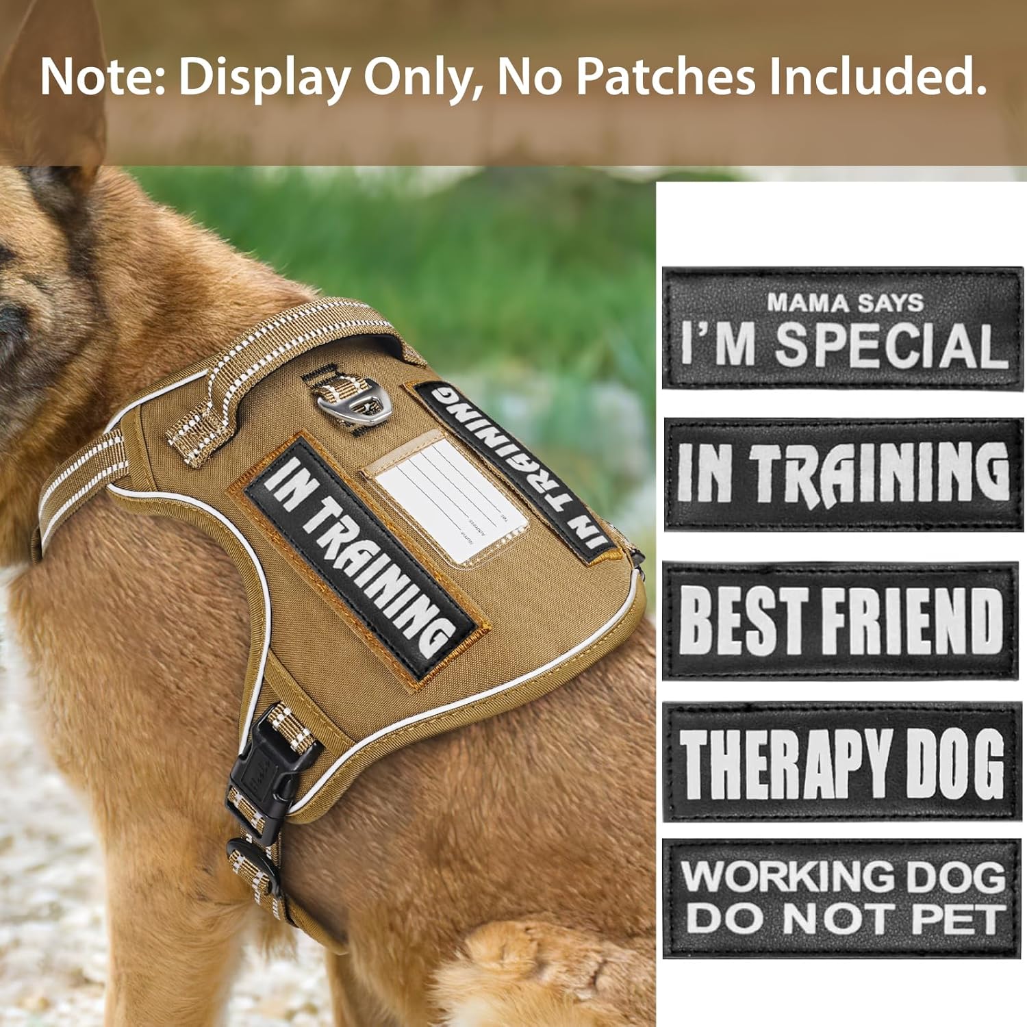 Detalle de HEELE Dog Harness, Tactical Harness with Molle Panel for Small to Large Dogs (No Pull, Adjustable, Padded and Reflective) – Brown, M