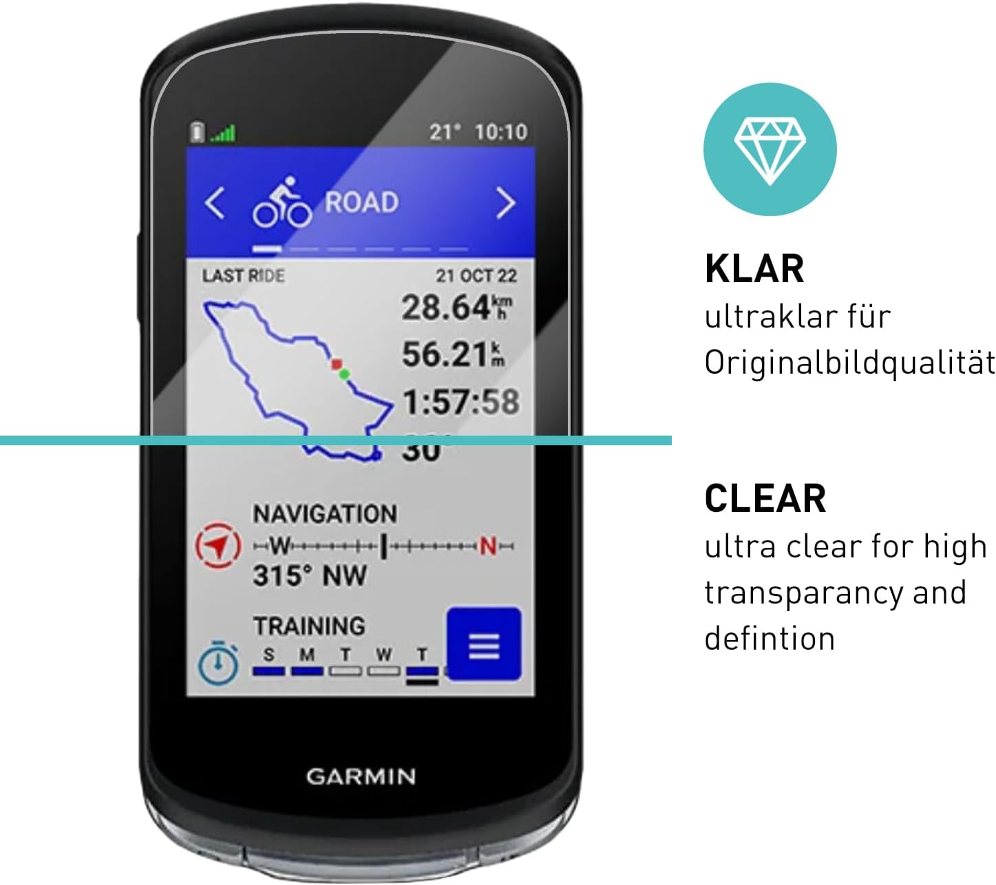 Detalle 2 de SmarTect Tempered Glass Screen Protectors for Garmin Edge 1040/1040 Solar, 3-Pack, 9H