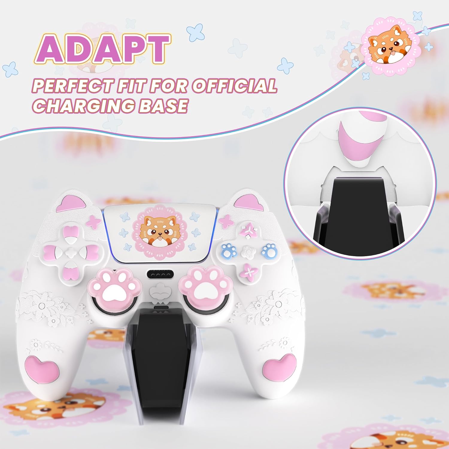 Detalle 2 de PlayVital Cute Spring Lesser Panda PS5 controller cover