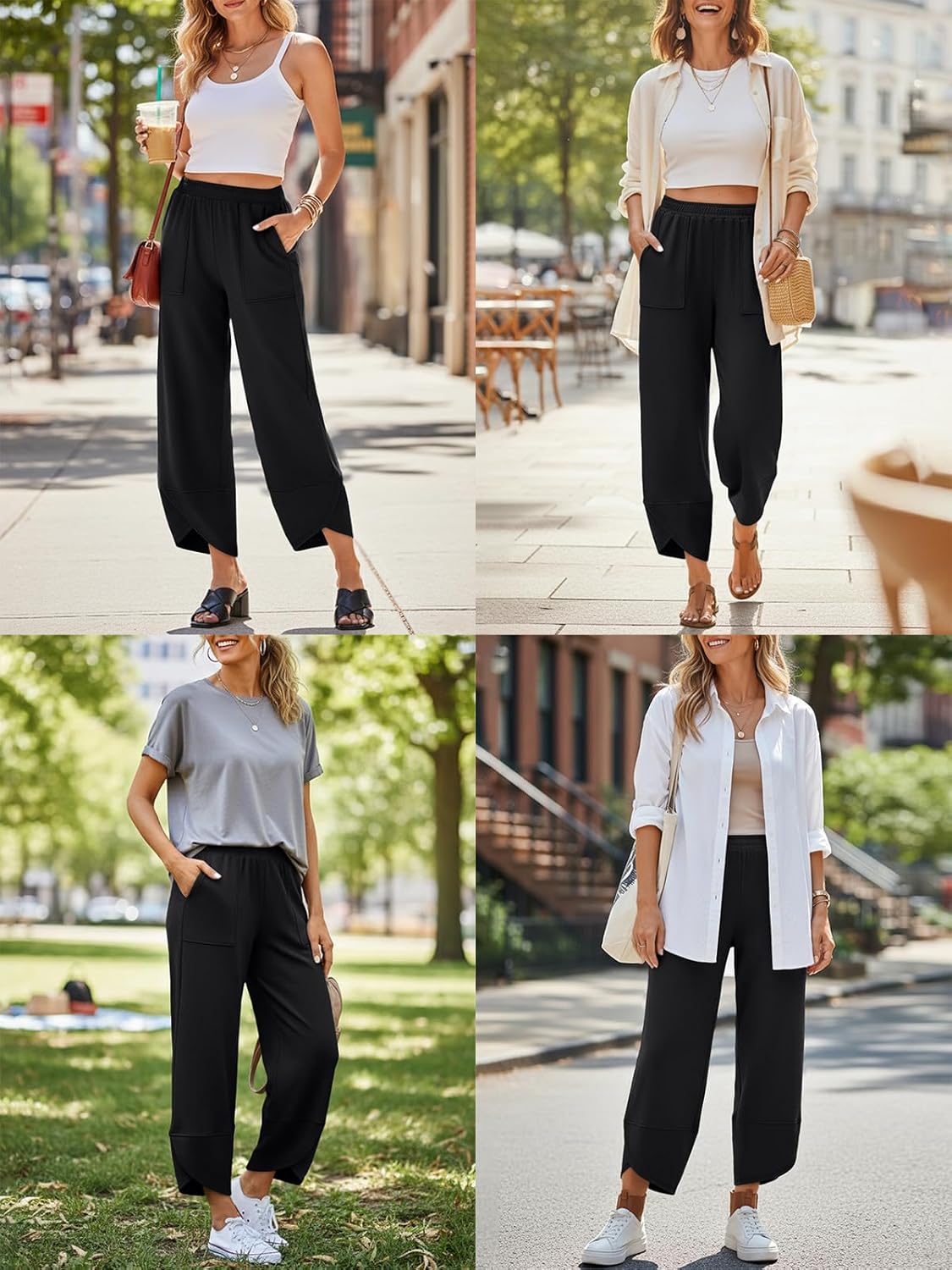 Thumbnail 3 de Trendy Queen Women's Wide Leg Pants: Soft Cotton Blend with Pockets