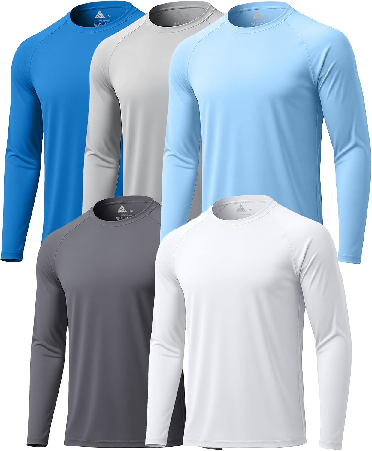 Detalle de Mens Sun Shirt UPF 50+ UV Protection 5-Pack Long Sleeve Shirts for Outdoor Active Wear