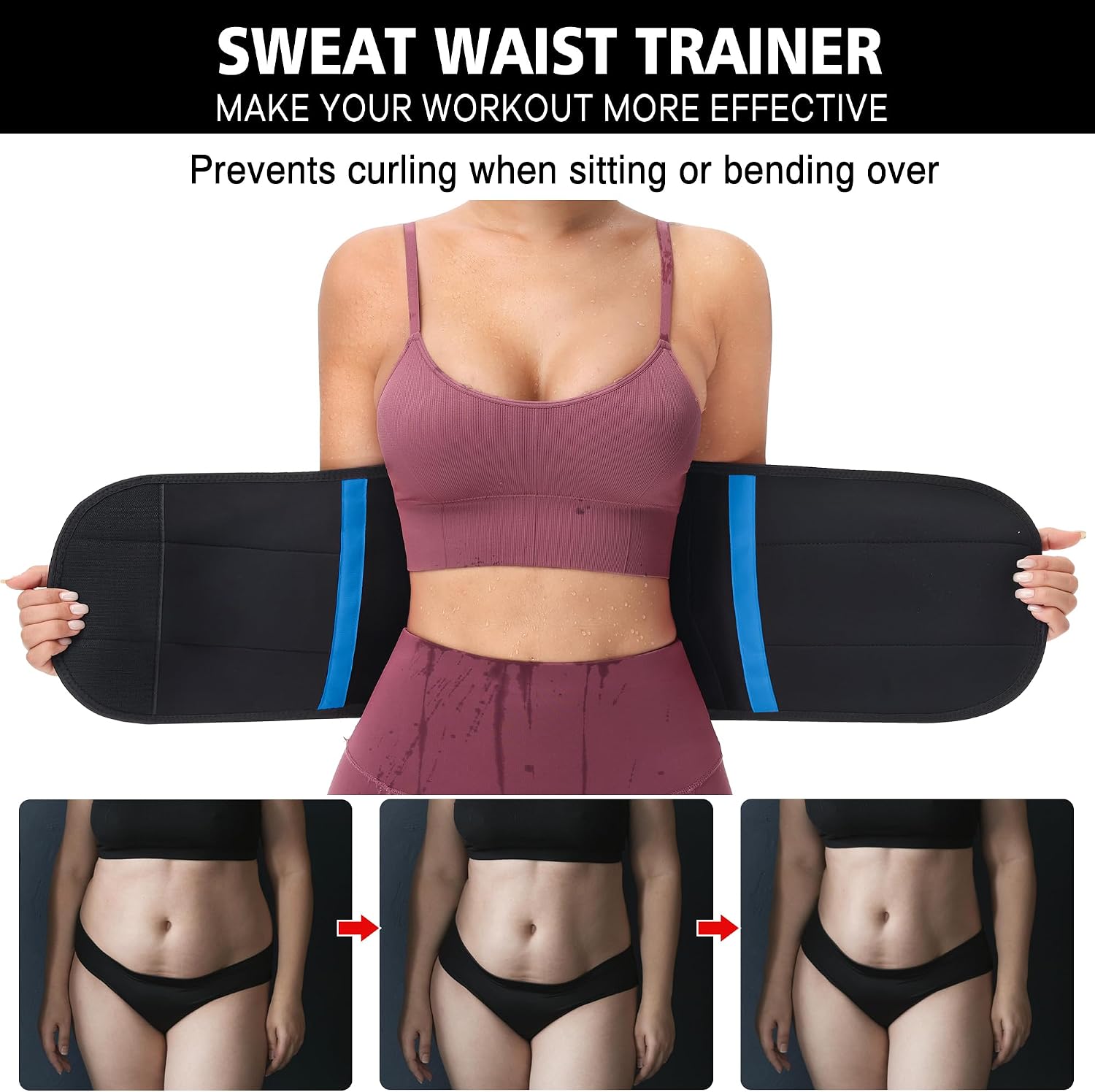 Detalle de VENUZOR sweat waist trainer for women, adjustable neoprene waist cincher belt