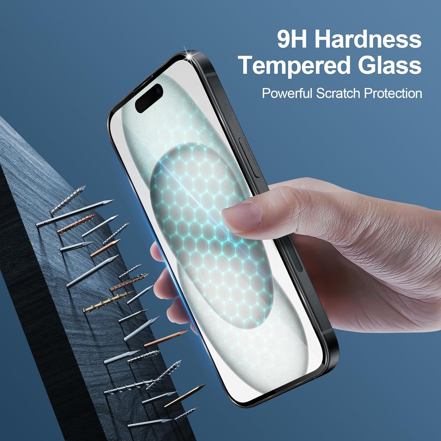 Detalle de GiiYoon 2+3 Pack Screen Protector for iPhone 15 Plus – 3 Tempered Glass Films + 2 Camera Lens Protectors
