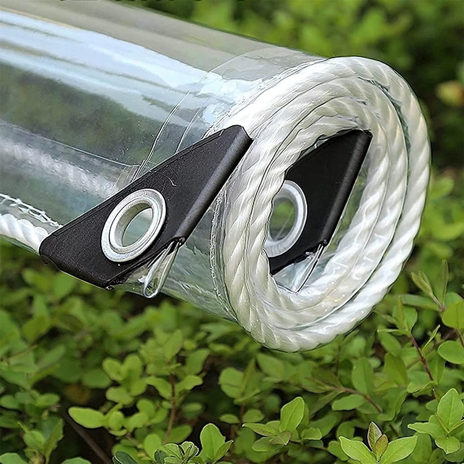 Detalle de GQZGGXX 10' x 12' Clear Vinyl Tarp Curtain, 0.35 mm PVC with Grommets