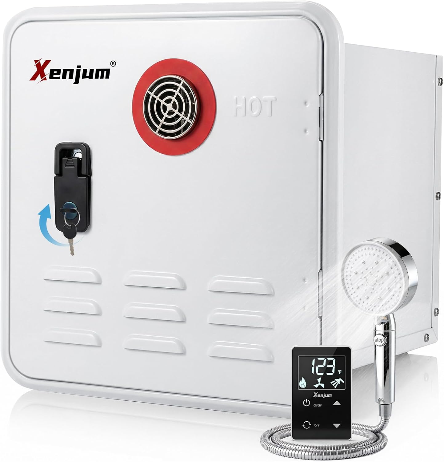 Detalle de Xenjum RV Tankless Water Heater 65000 BTU, Dual Outlets and Controller