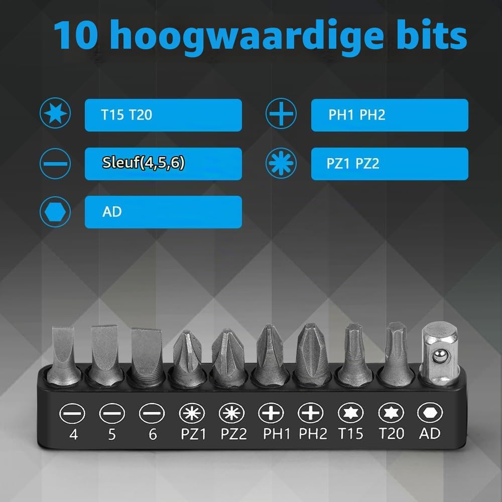 Thumbnail 4 de OSDUE P2-TLH20240226-B ratelschroevendraaier, magnetisch en omkeerbaar, 21-in-1