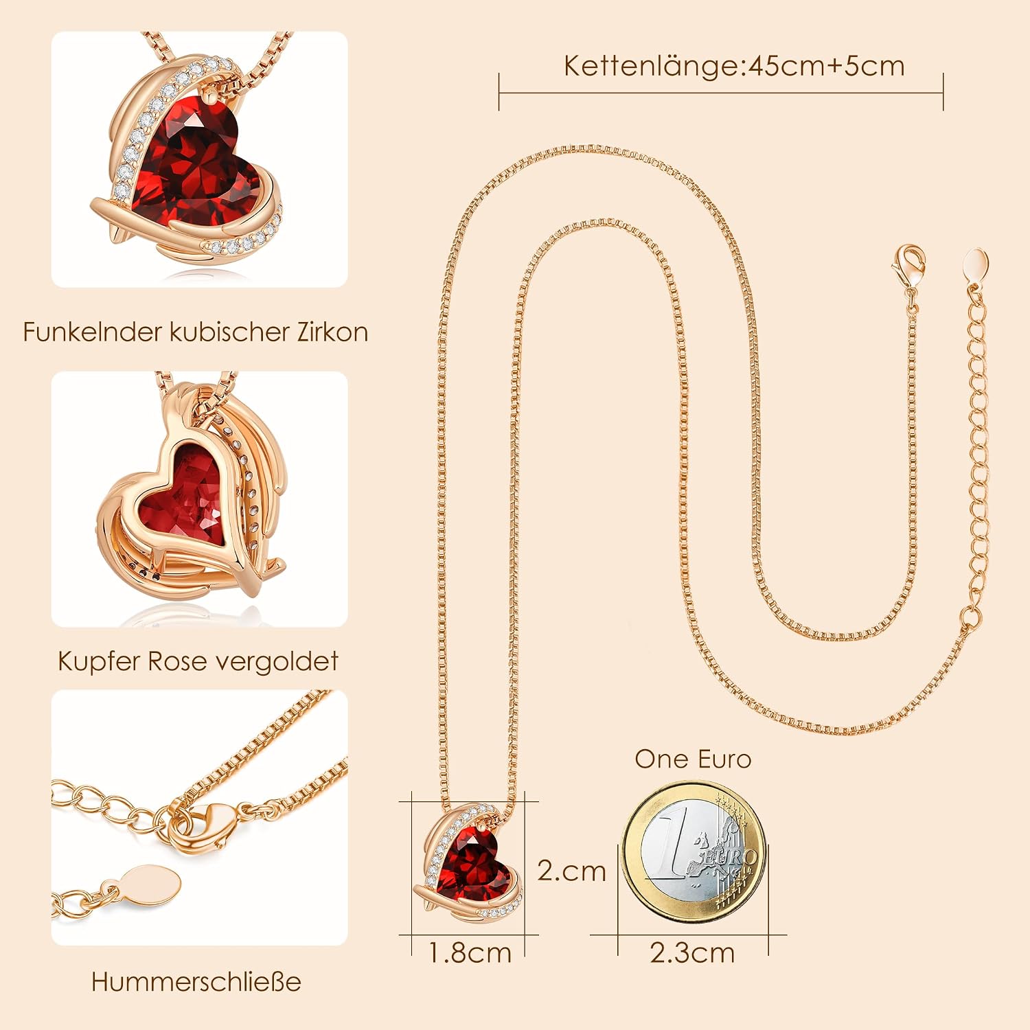Thumbnail 3 de CDE Collana cuore oro rosa 2,49 cm