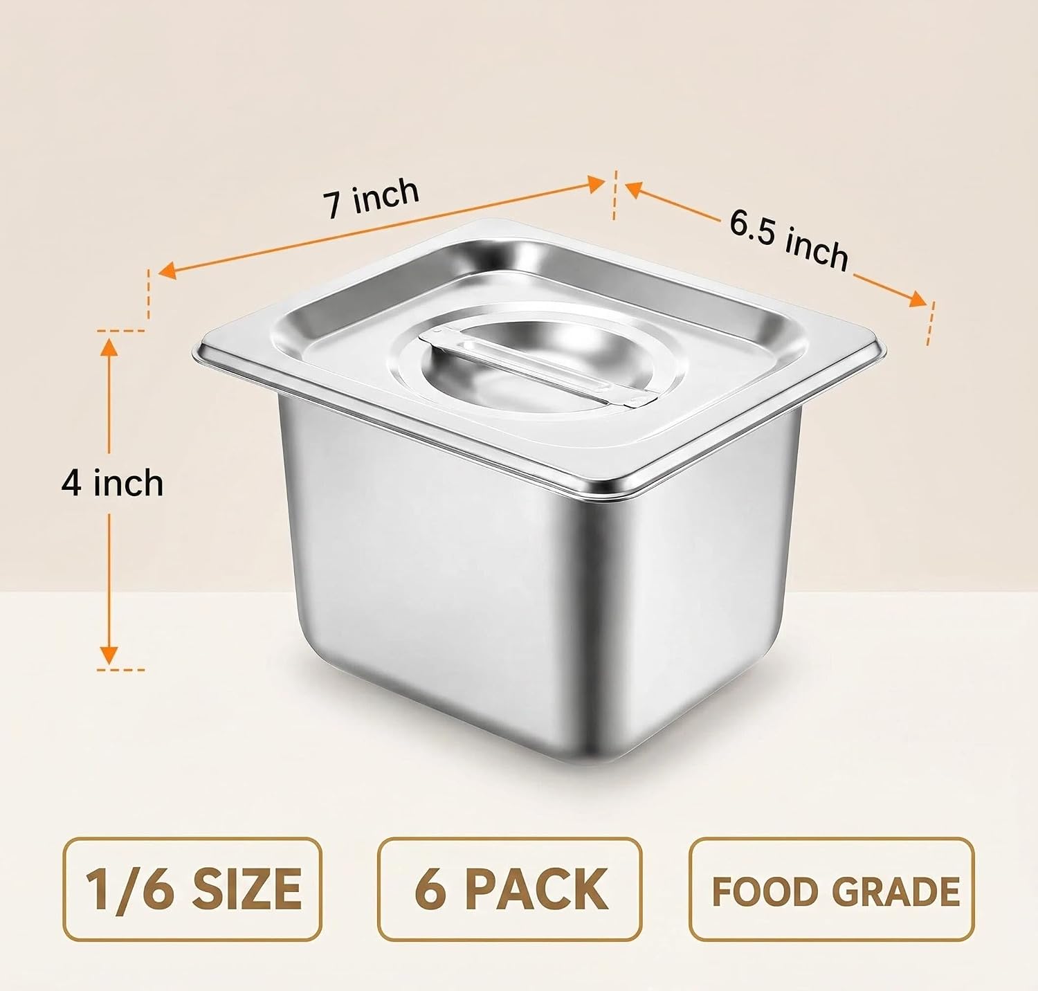 Detalle de Stainless Steel Hotel Pans 1/6 Size