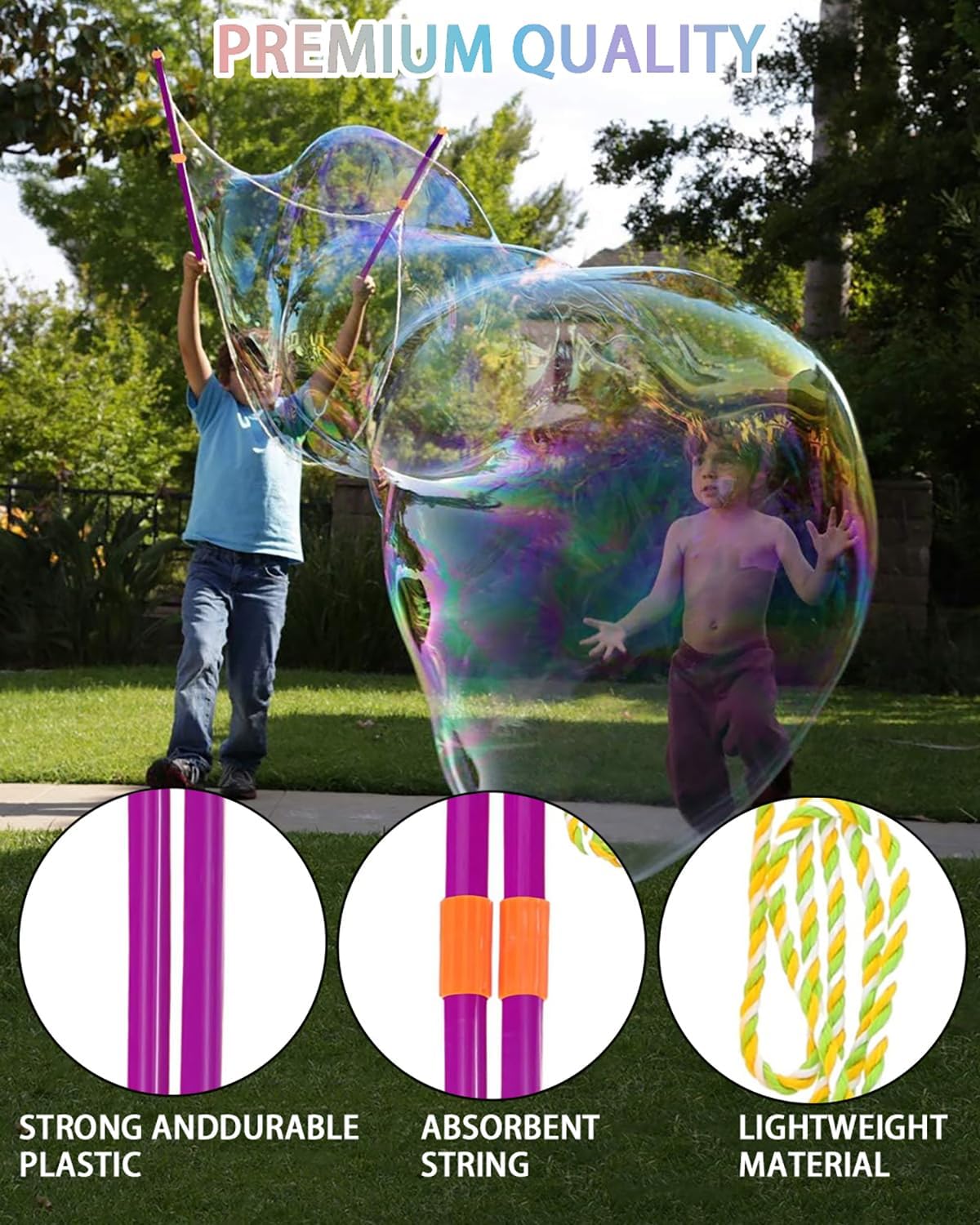 Detalle de Giant Bubble Wands: 22-Piece Big Bubble Maker Set for Outdoor Fun