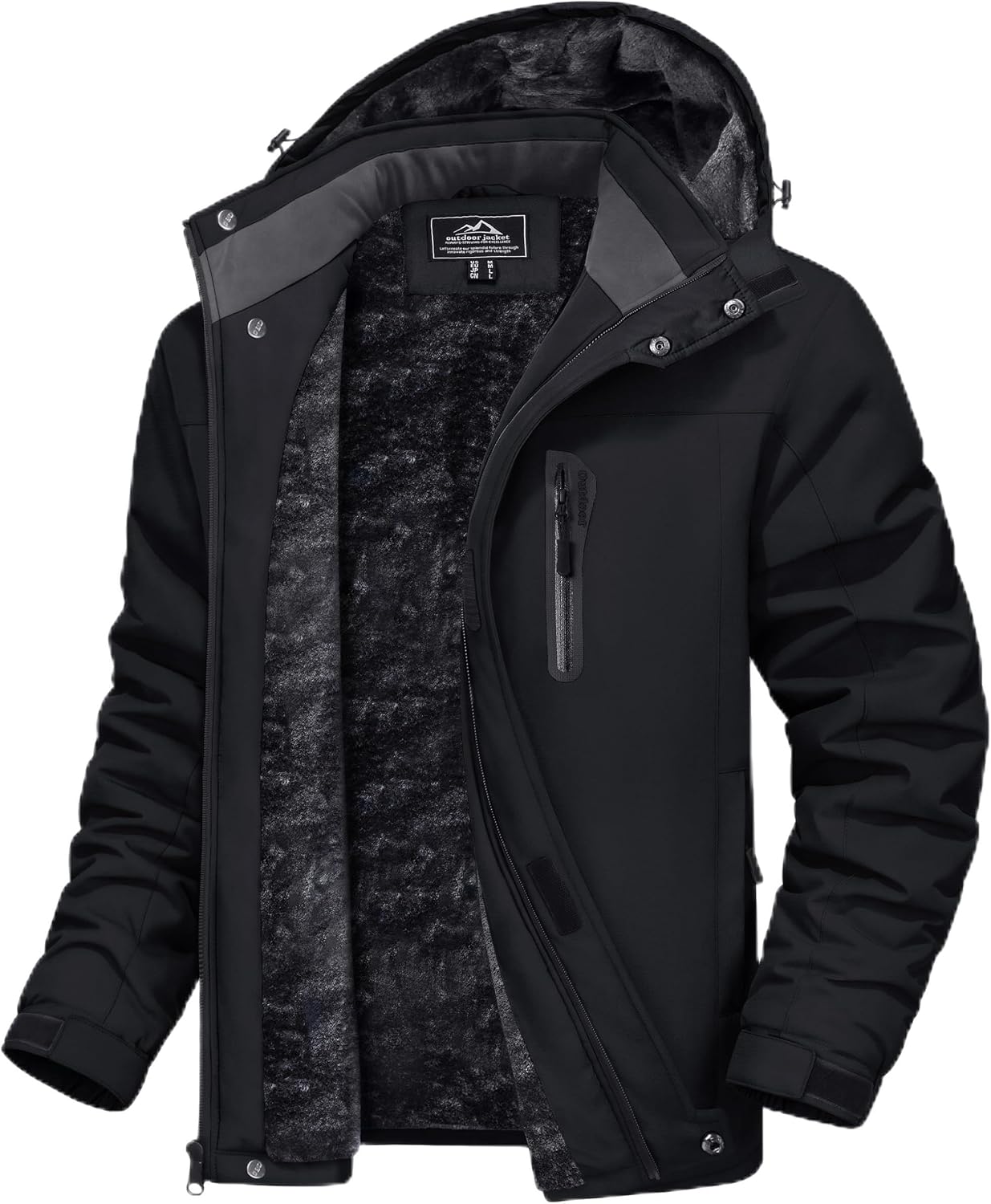 Detalle de MAGCOMSEN Men's Ski Jacket, Fleece-Lined Water-Resistant Snowboard Hoodie