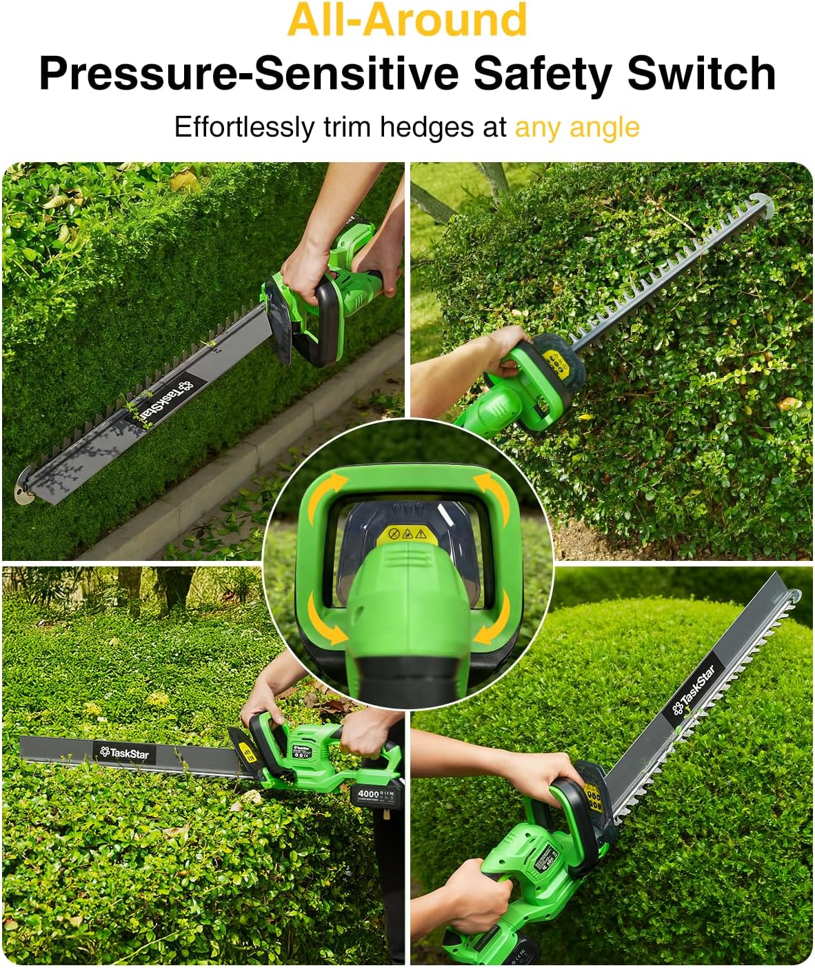 Detalle de TaskStar 22-Inch Cordless Hedge Trimmer with Debris Remover, SK5 Blades