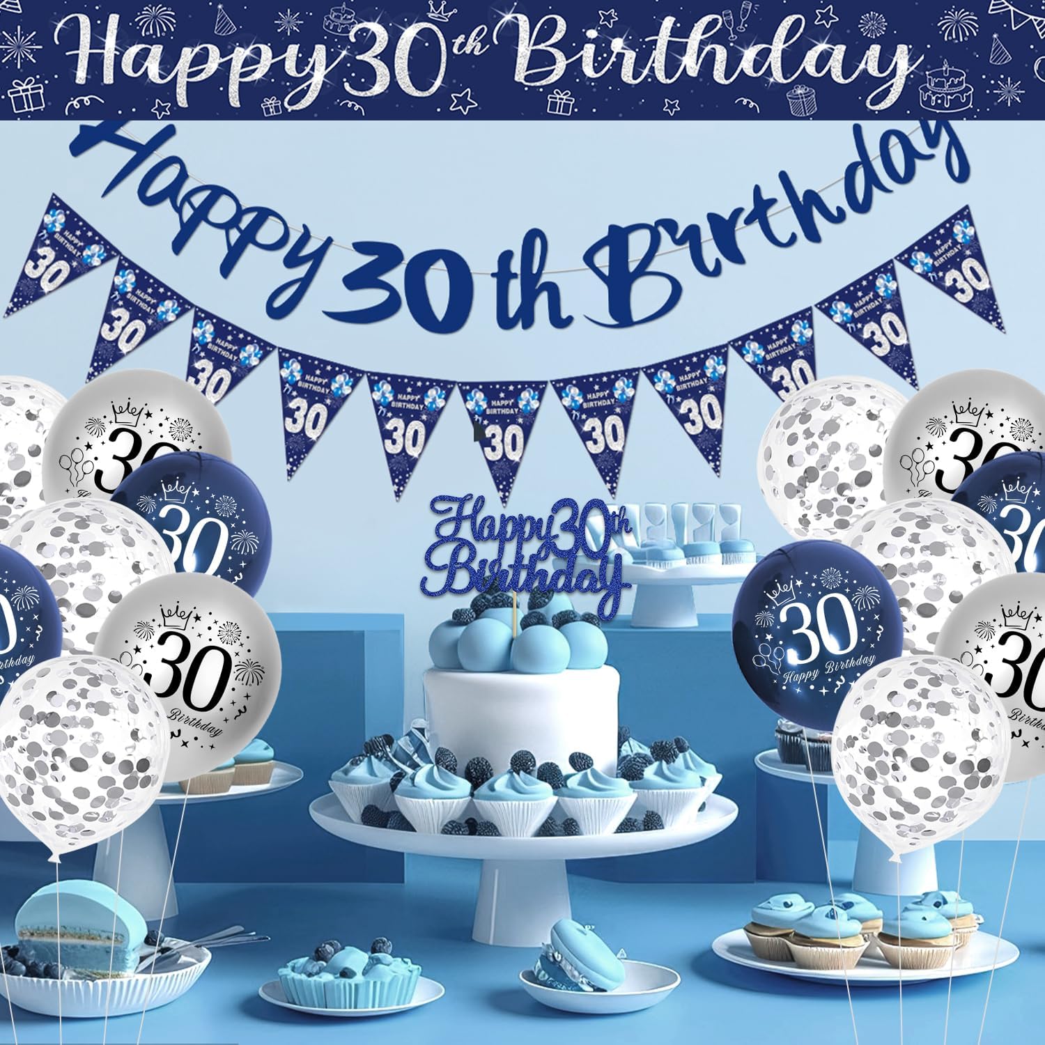 Thumbnail 2 de VICTERR 30th Birthday Banner with Balloons 🎈