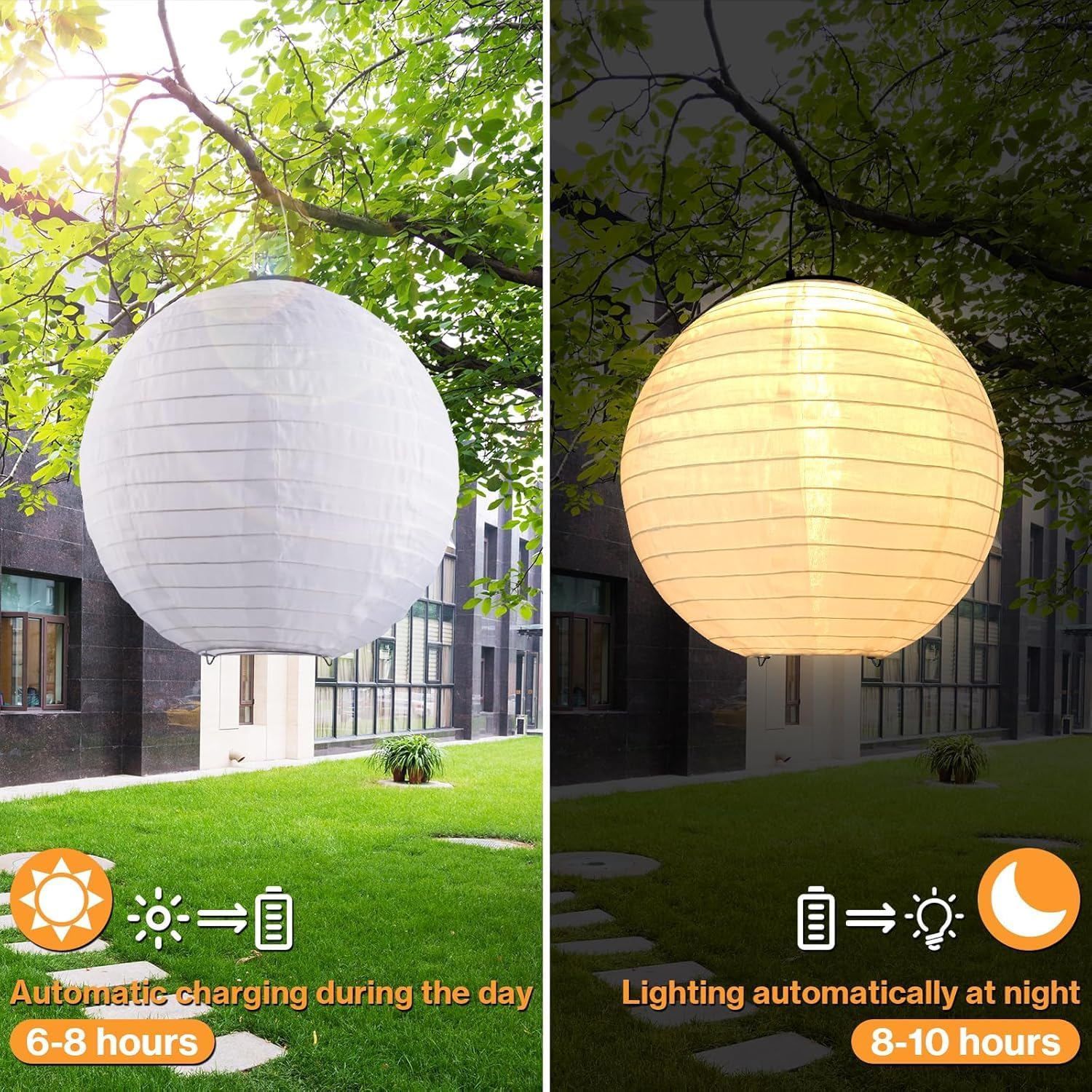 Thumbnail 3 de Bawoo Solar Lights Outdoor Garden – 4 Pack 20cm Hanging Solar Lanterns for Patio and Pathway (Warm White)