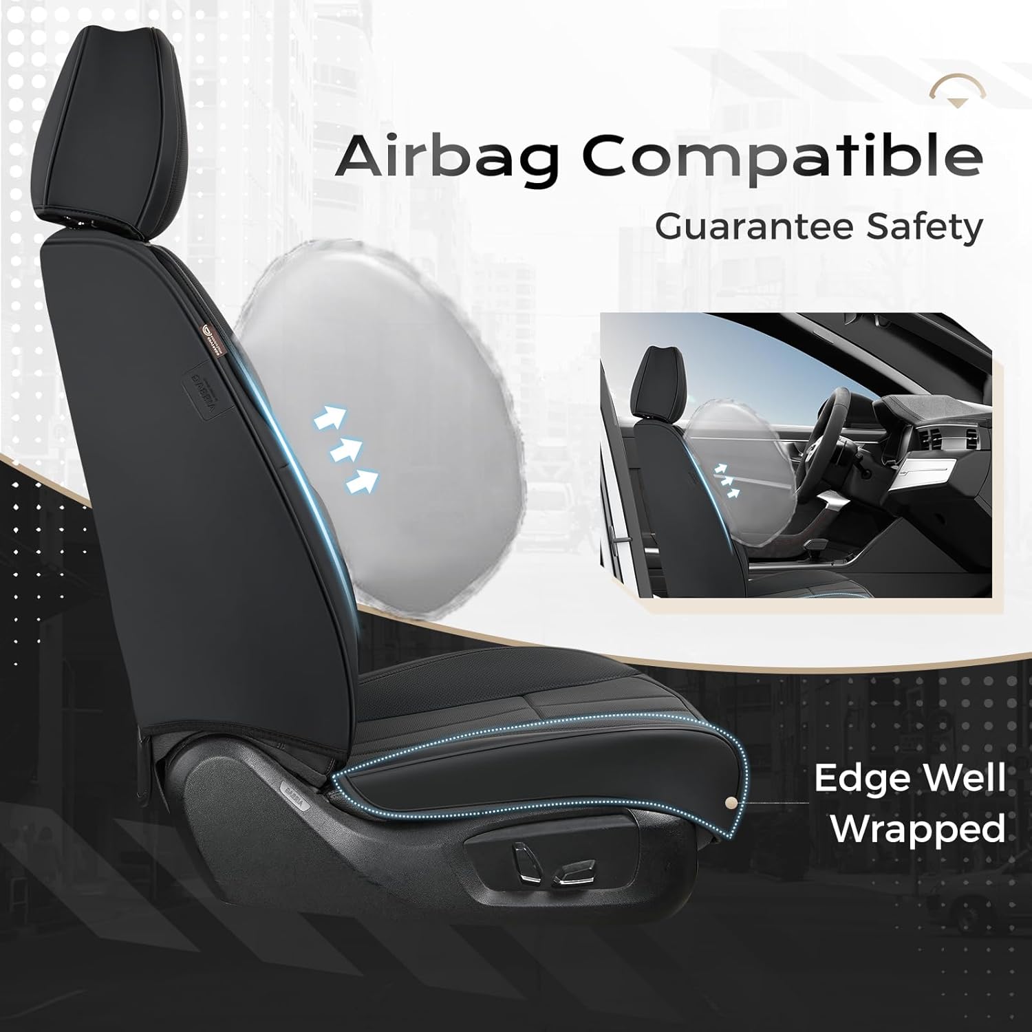 Thumbnail 2 de Coverado Car Seat Cover: Premium Nappa Leather Universal Full-Seat Protection