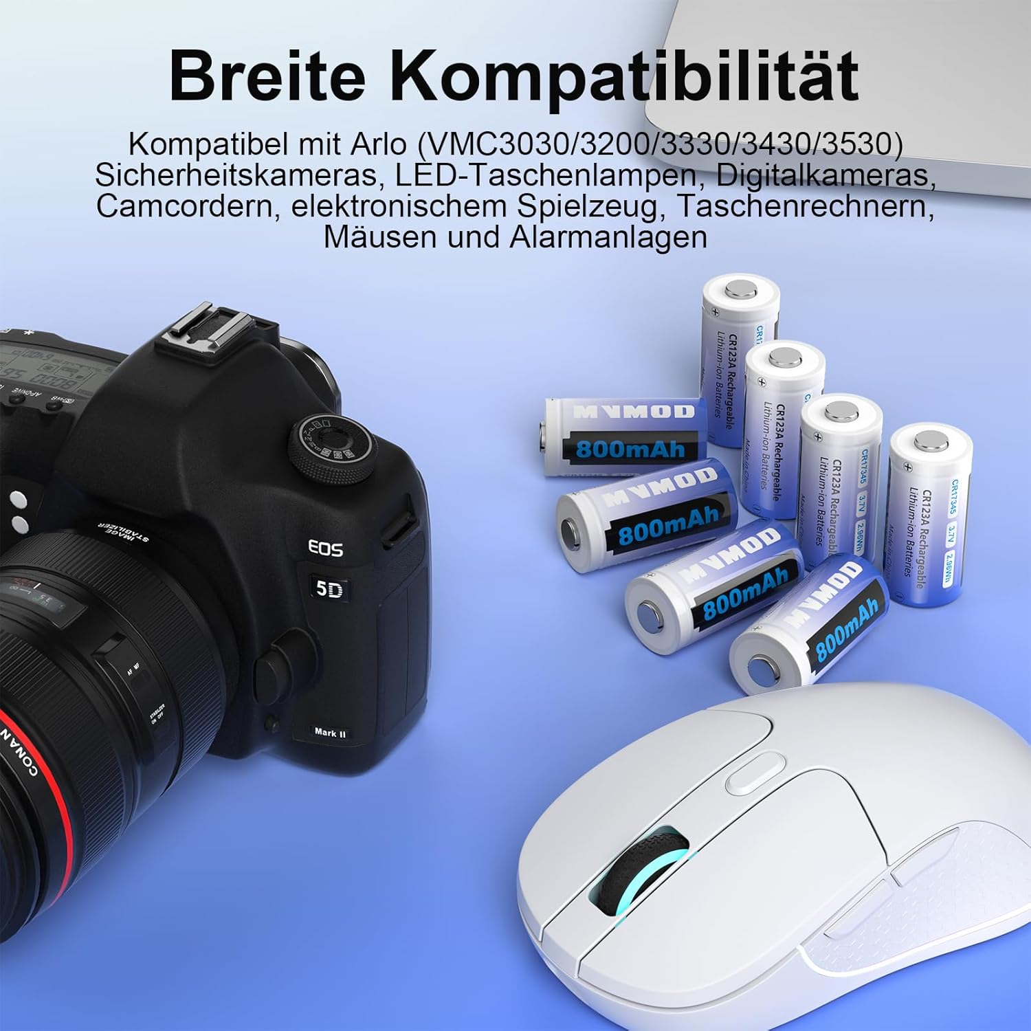 Thumbnail 6 de MVMOD CR123A wiederaufladbare Batterien 8er-Set (3,7V) mit Ladegerät für Arlo & Geräte