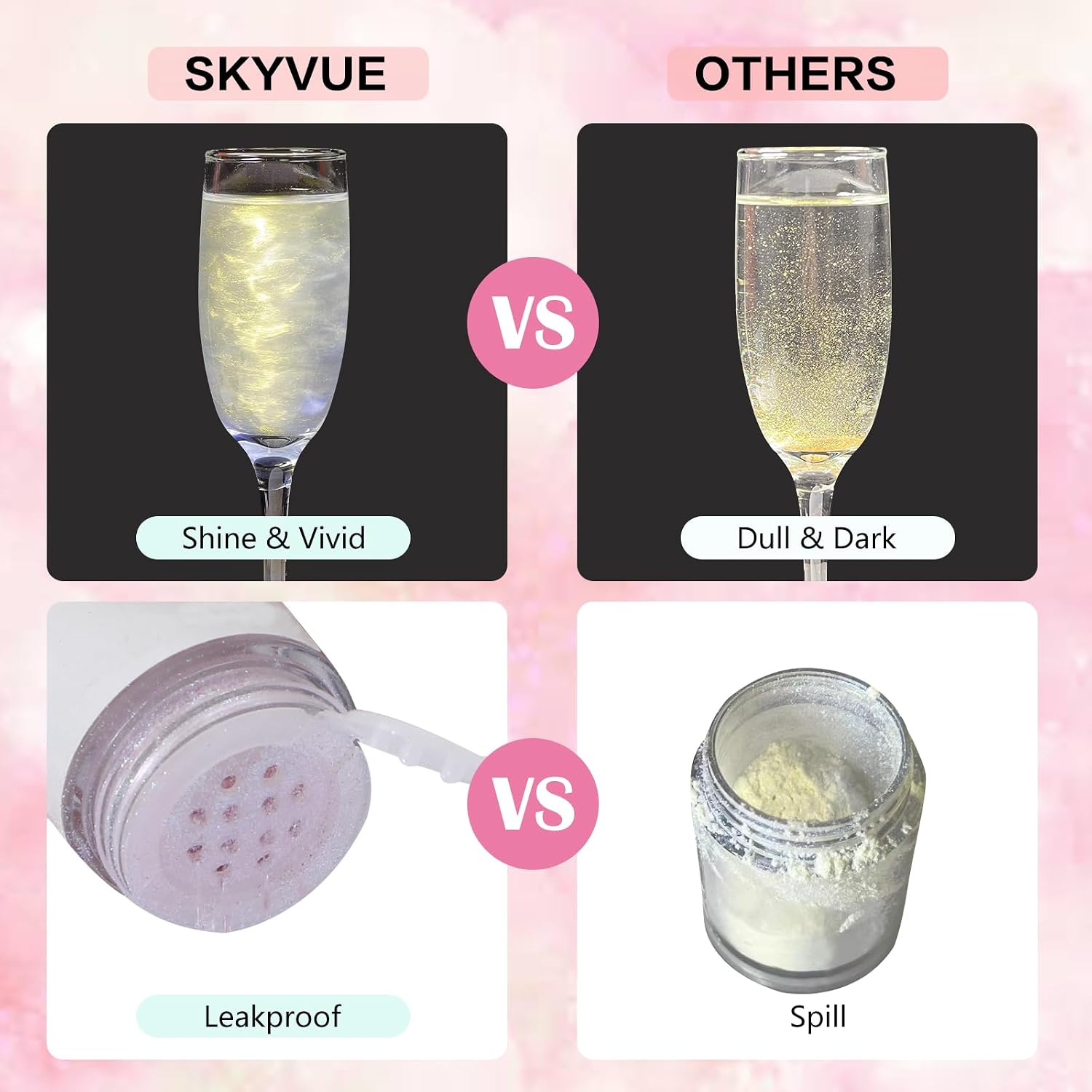 Thumbnail 5 de SkyVue Edible Glitter Shimmer for Drinks, 5-Bottle Rainbow Luster Dust Set