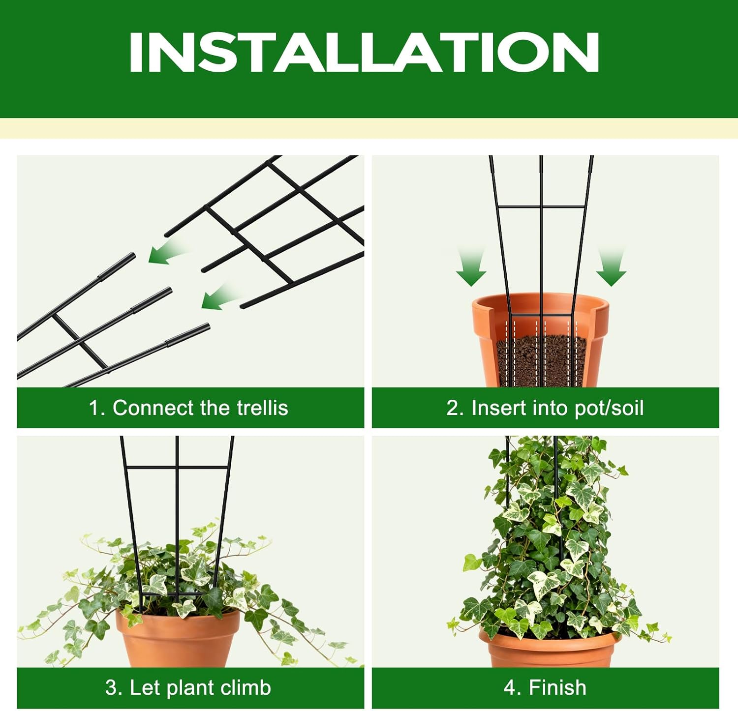 Thumbnail 4 de WELDUN 4 Pack 75cm Metal Plant Trellis Stakes for Climbing Plants (Indoor & Outdoor)