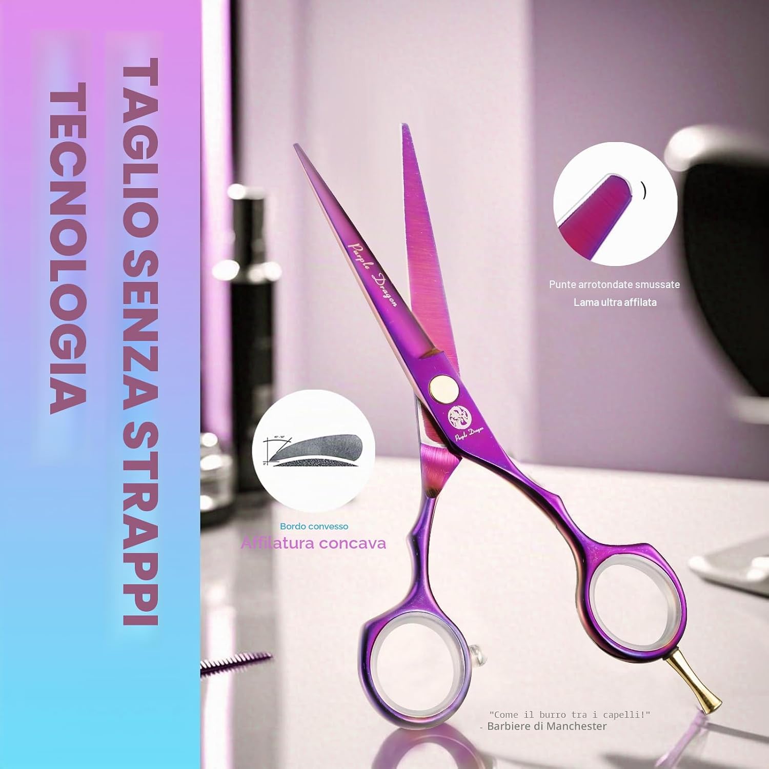 Detalle 2 de Purple Dragon Set forbici 14 cm in titanio ✂