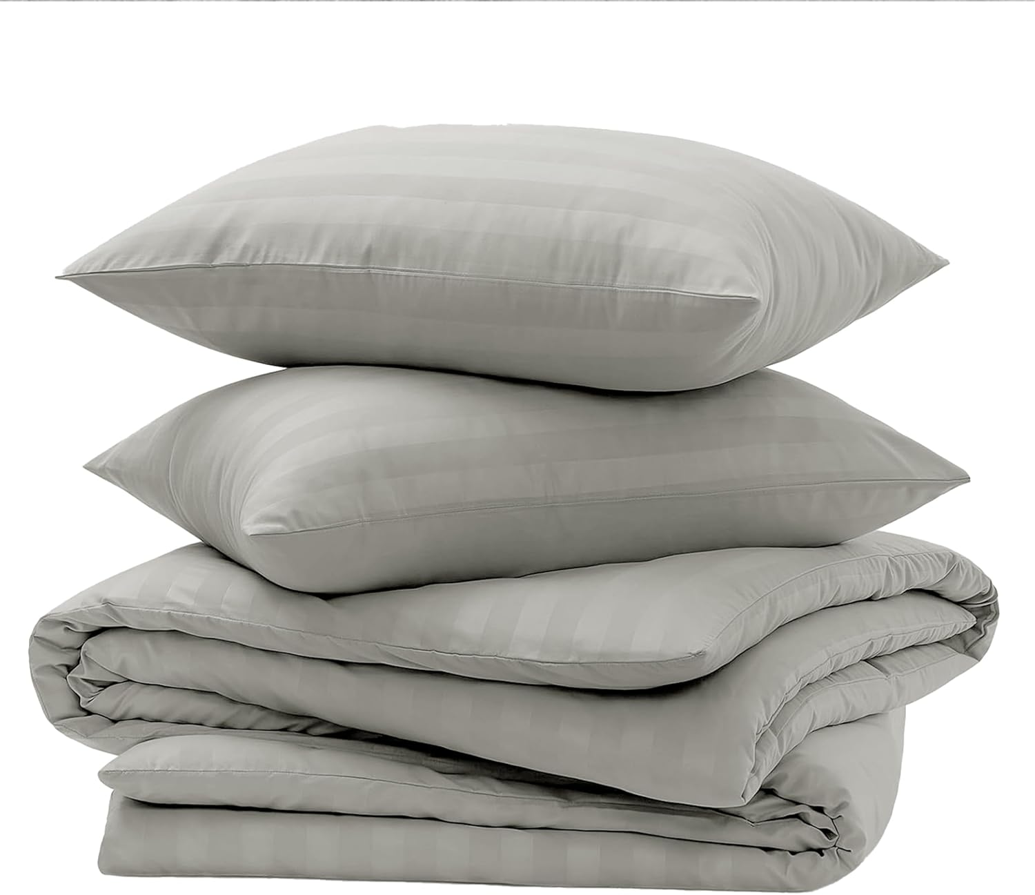 Thumbnail 3 de My home store Silver Super King Duvet Cover Set 4 Pcs Satin Stripe – a practical, easy-care bedding upgrade