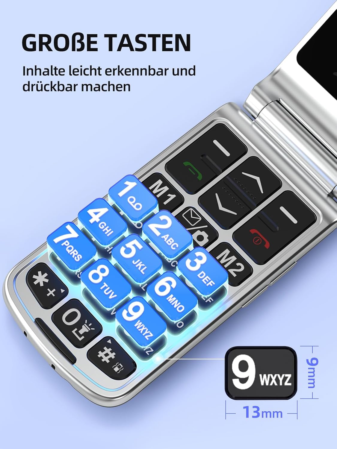 Thumbnail 1 de SweetLink F1 – Seniorenhandy Klapphandy ohne Vertrag mit Großtasten, 1000 mAh Akku und SOS-Taste