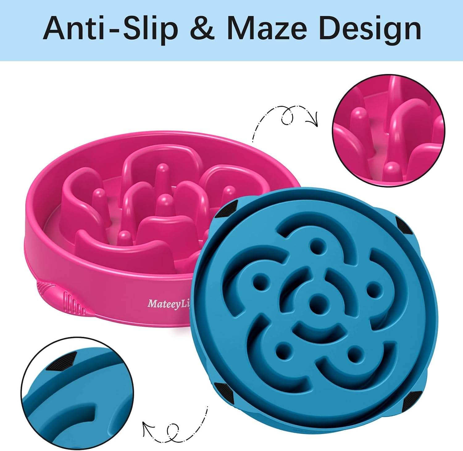 Detalle de MateeyLife Hundenapf Slow Feeder 2er Set
