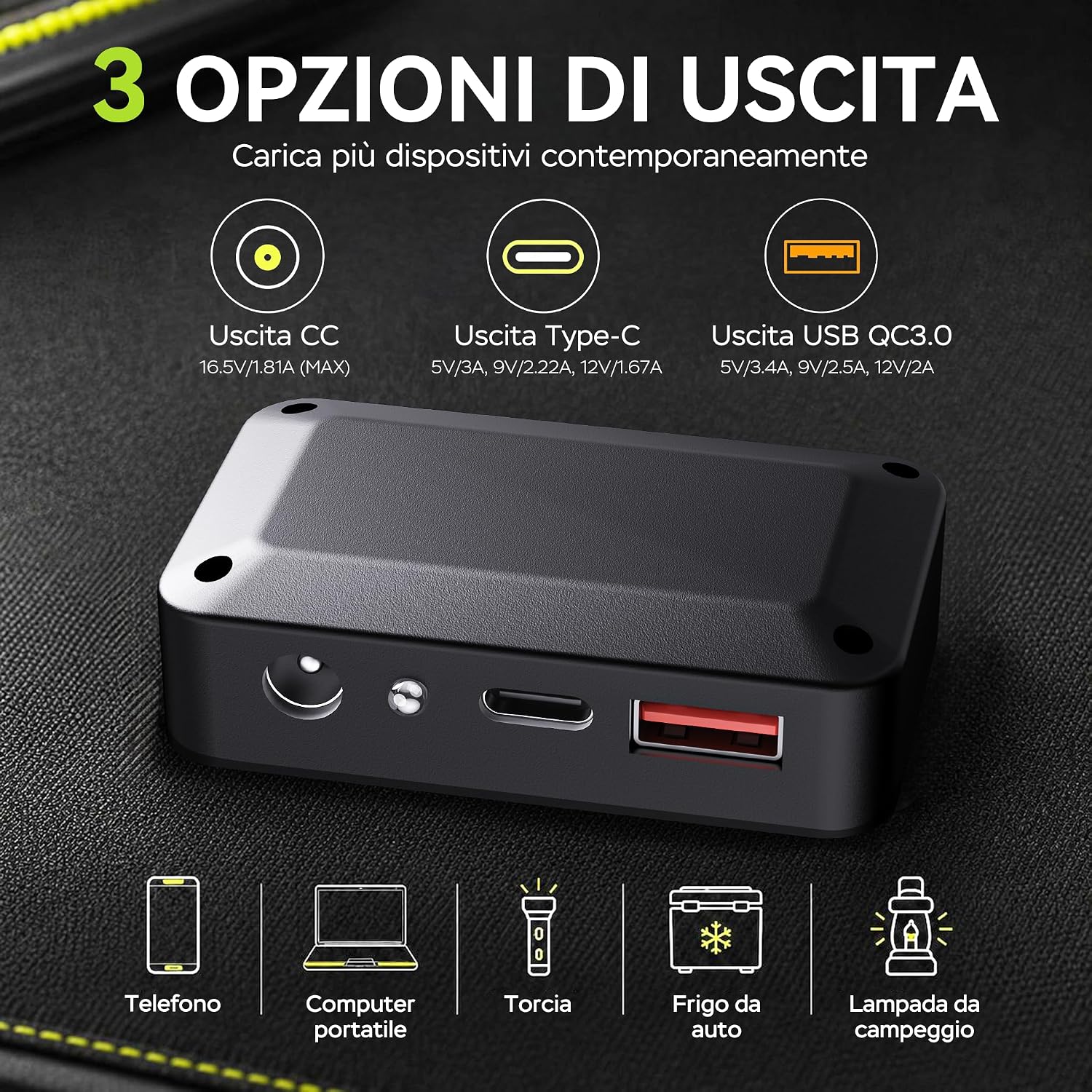 Detalle de MARBERO Pannello Solare Portatile 30W: carica in movimento con uscita versatile e robusto design