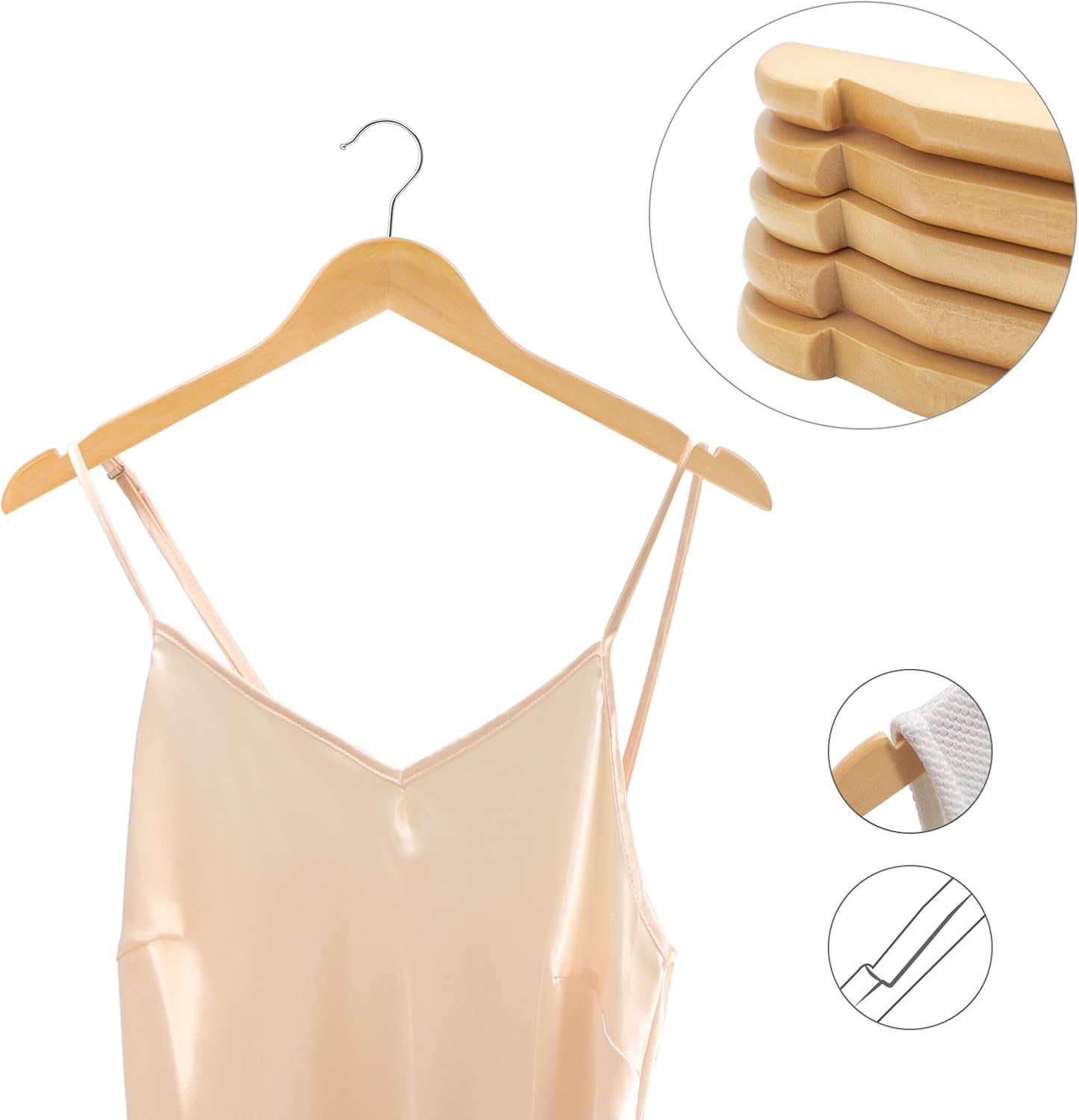 Thumbnail 3 de SONGMICS CASON Collection CRW003-20 Wooden Hangers, Set of 20 with Notches