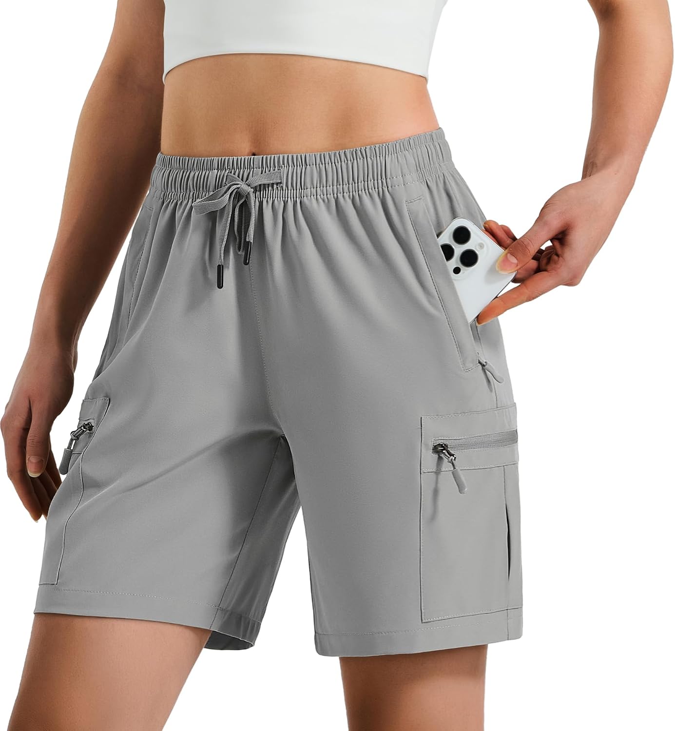 Detalle de Hugut Women's Lightweight Hiking Shorts with Quick-Dry and Water-Repellent Fabric