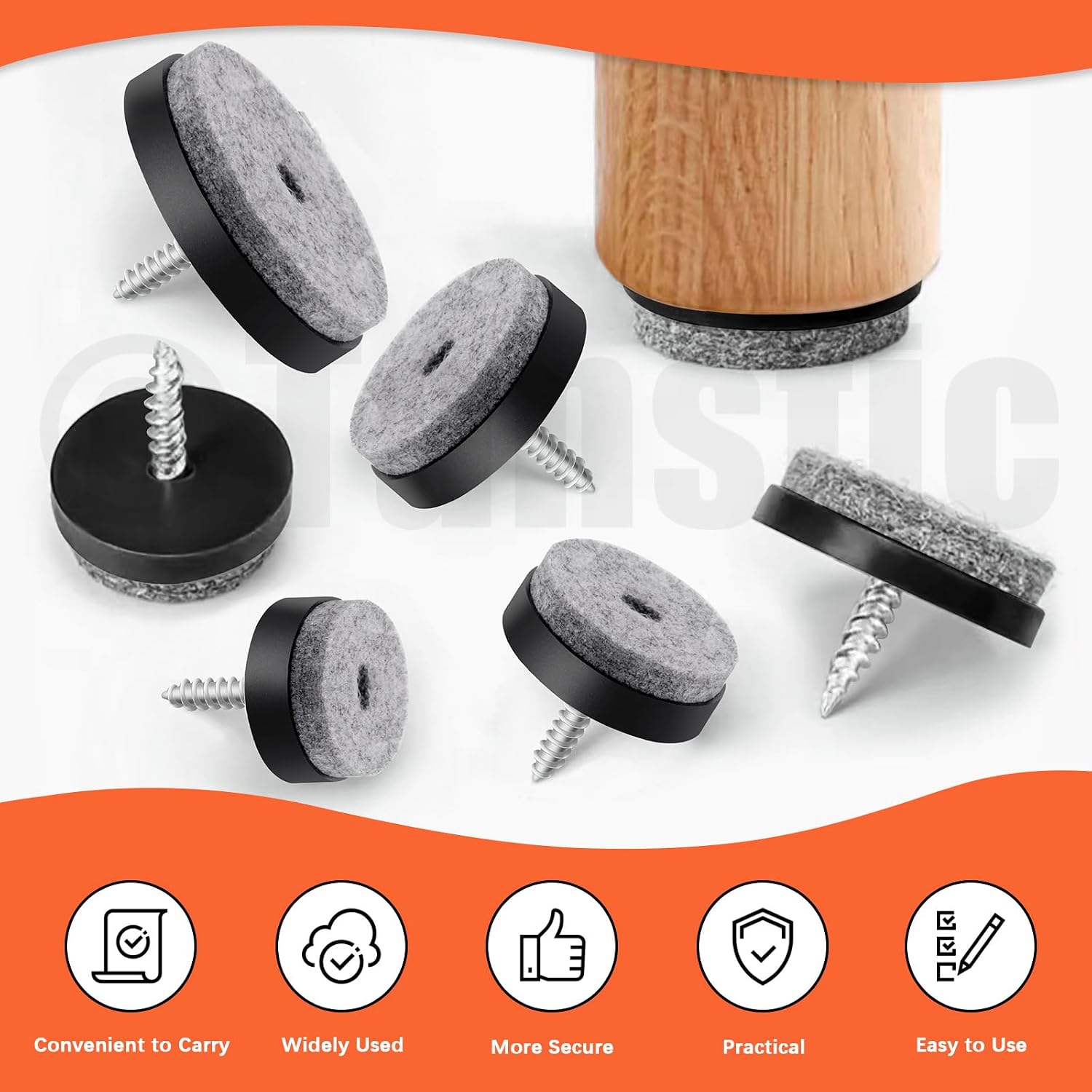 Detalle 1 de Tanstic Screw-On Felt Furniture Pads 1.5-inch