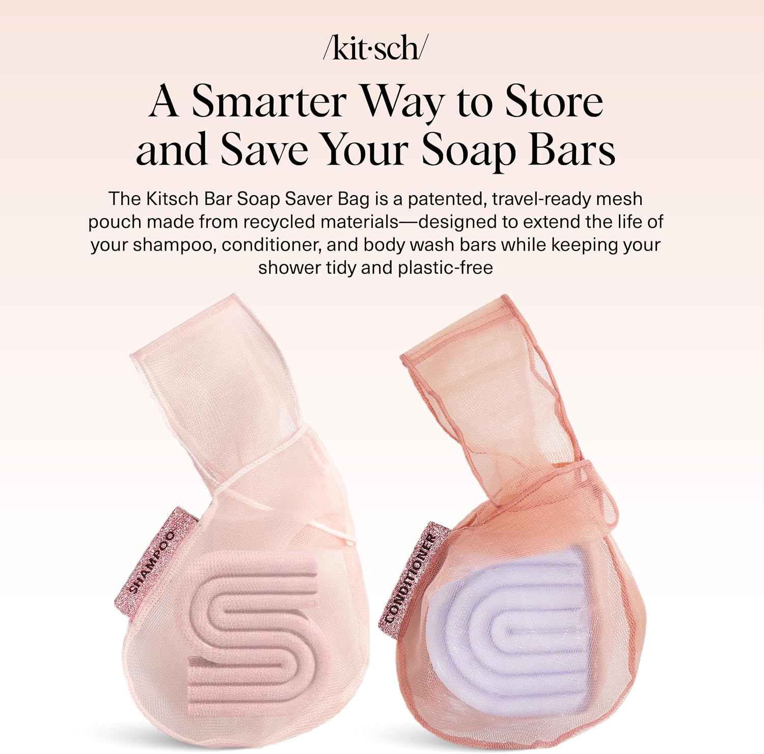 Detalle de Kitsch 69186 Soap Saver Mesh Bags, 2-Piece Set in Blush & Terracotta
