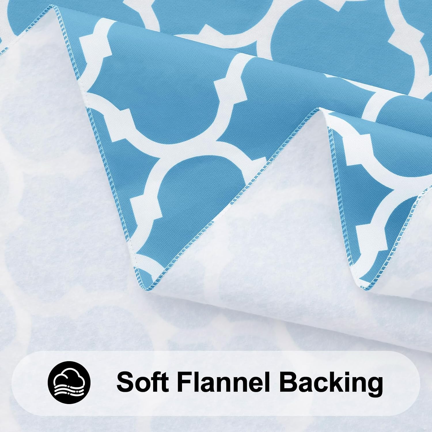 Detalle de Smiry Rectangle Table Cloth: Waterproof Vinyl with Flannel Backing (60"×84", Light Blue)