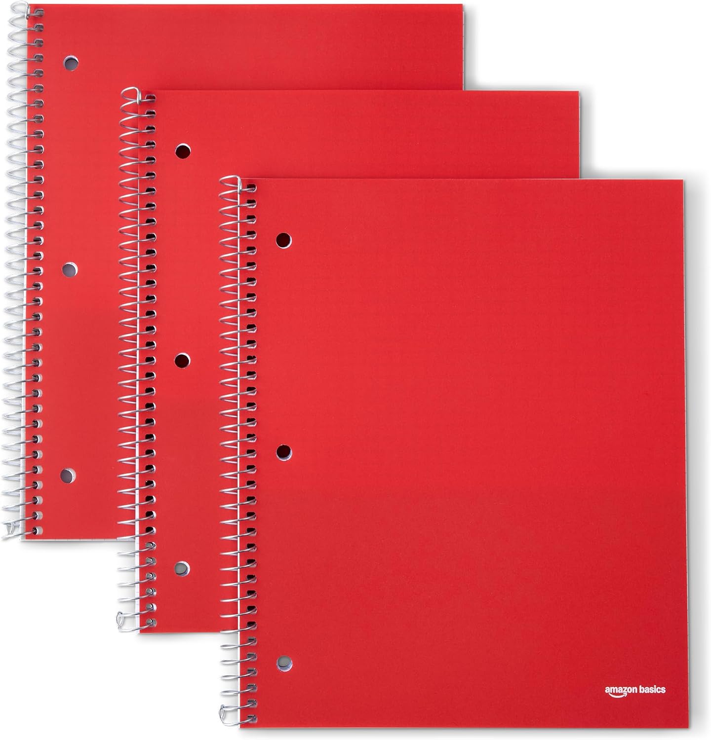 Amazon Basics Graph Ruled Spiral Notebook (4x4 Grid) – 3 Pack, 9 x 11, Coral, Poly Cover