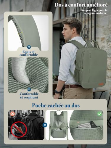 Detalle 1 de Lossga Sac à dos cabine 40 x 30 x 15 cm avec compartiment ordinateur 14 pouces