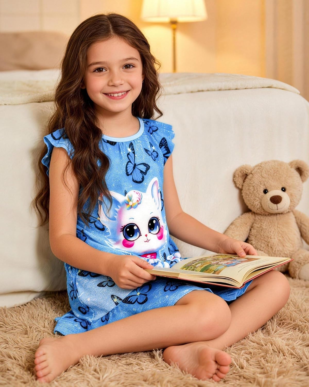 Detalle de LQSZ Girls' Nightgown in Milk Silk