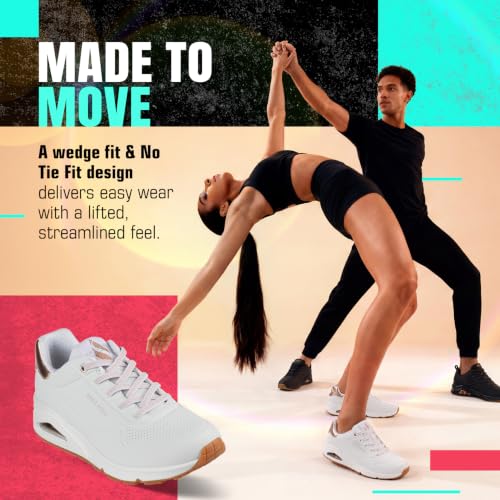 Thumbnail 3 de Skechers Donna Uno Shimmer Away Trainer - Bianco Durabuck e Rose Gold Duraleather/Mesh Tr 40 EU