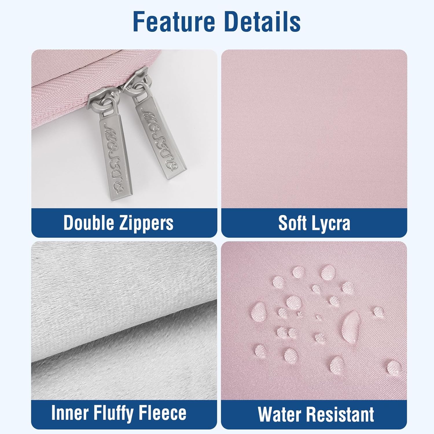 Thumbnail 3 de MOSISO Laptop Hülle Tasche für 14 Zoll – Neopren-Schutz mit Zubehörtasche, Baby Rosa