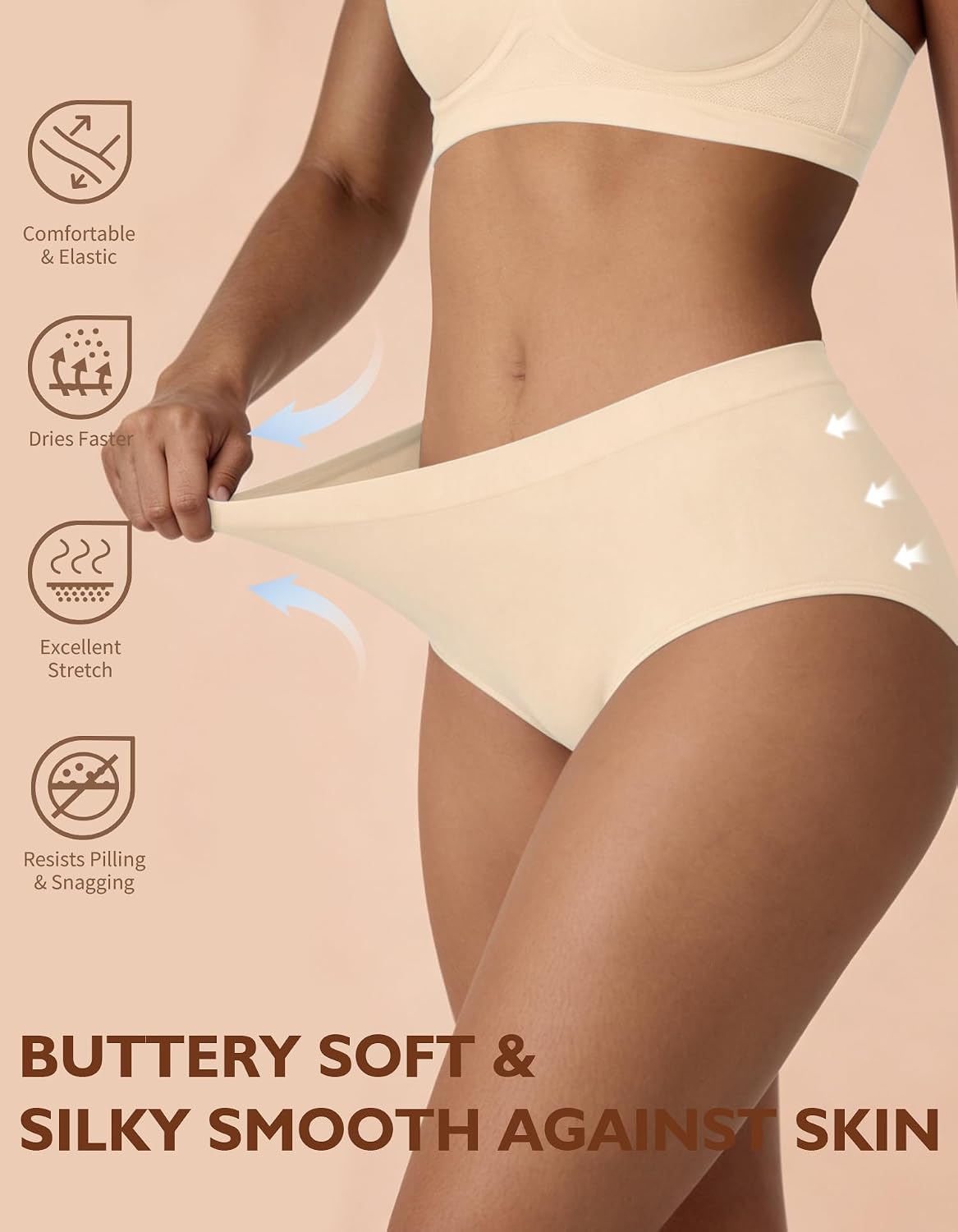 Detalle de CLOSEMATE Women's Mid-Rise Underwear, Stretch Full-Coverage Briefs