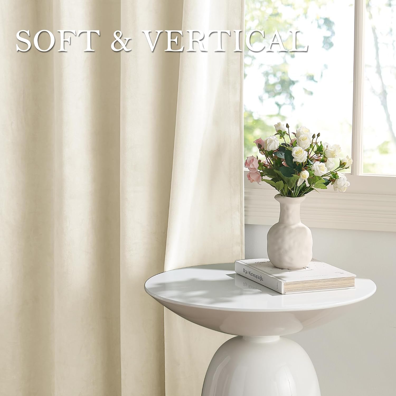 Thumbnail 5 de PONY DANCE Cream Velvet Curtains 46×54 in