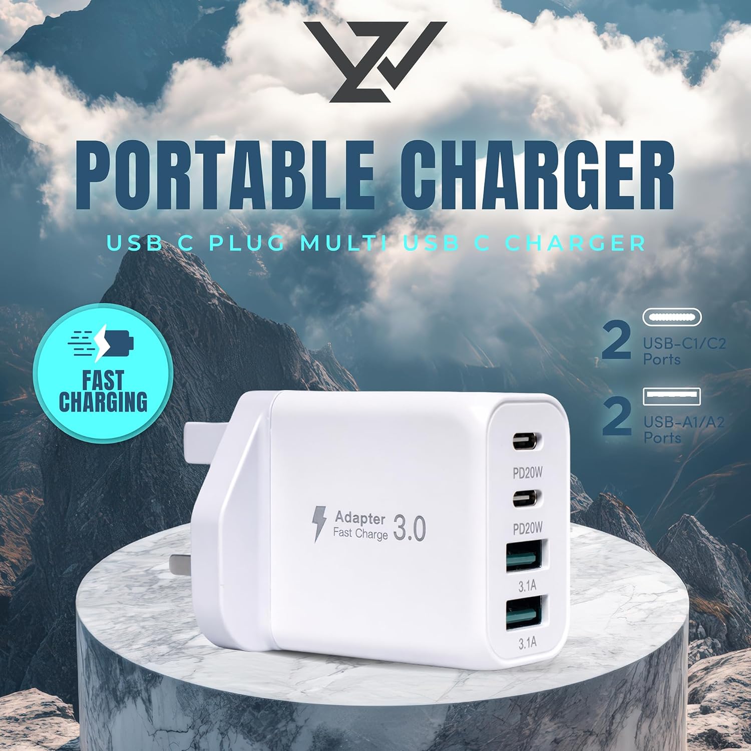 Thumbnail 2 de USB C Plug Multi USB C Charger 2×USB‑C 2×USB‑A