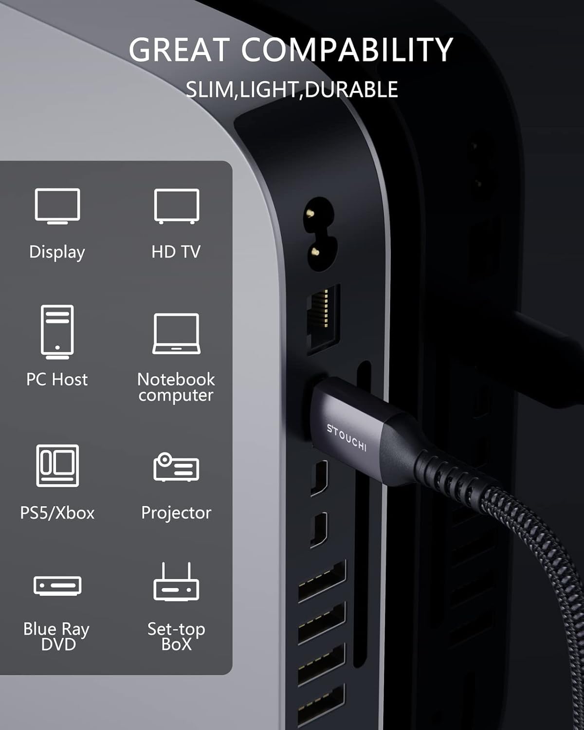Thumbnail 4 de Stouchi 8K HDMI 2.1 Cable 8ft (2-Pack)