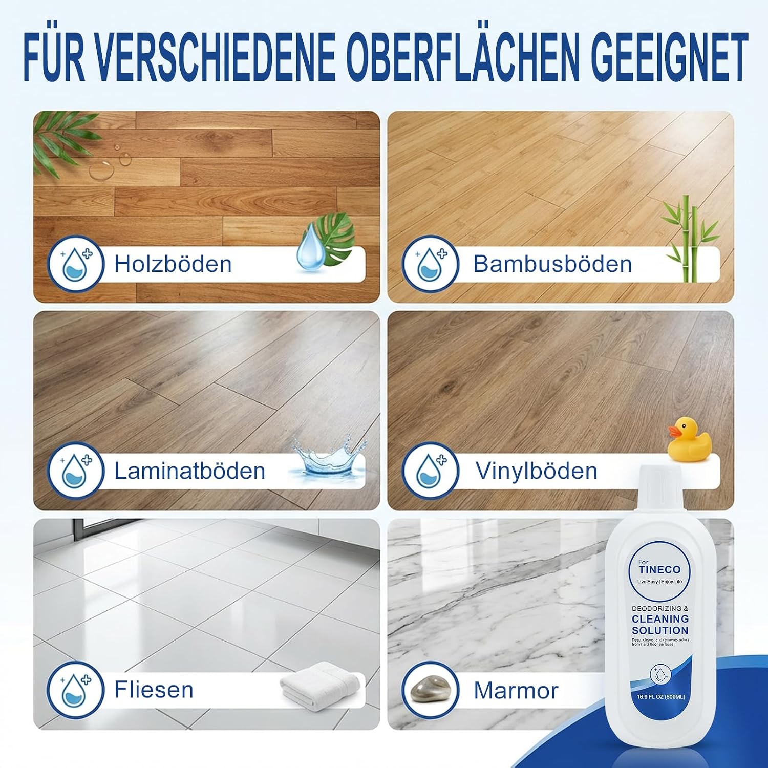 Detalle de 3er-Pack Reinigungsmittel für Tineco iFloor & Floor One S-Serie – Hochkonzentriert 1:200, 3x500 ml